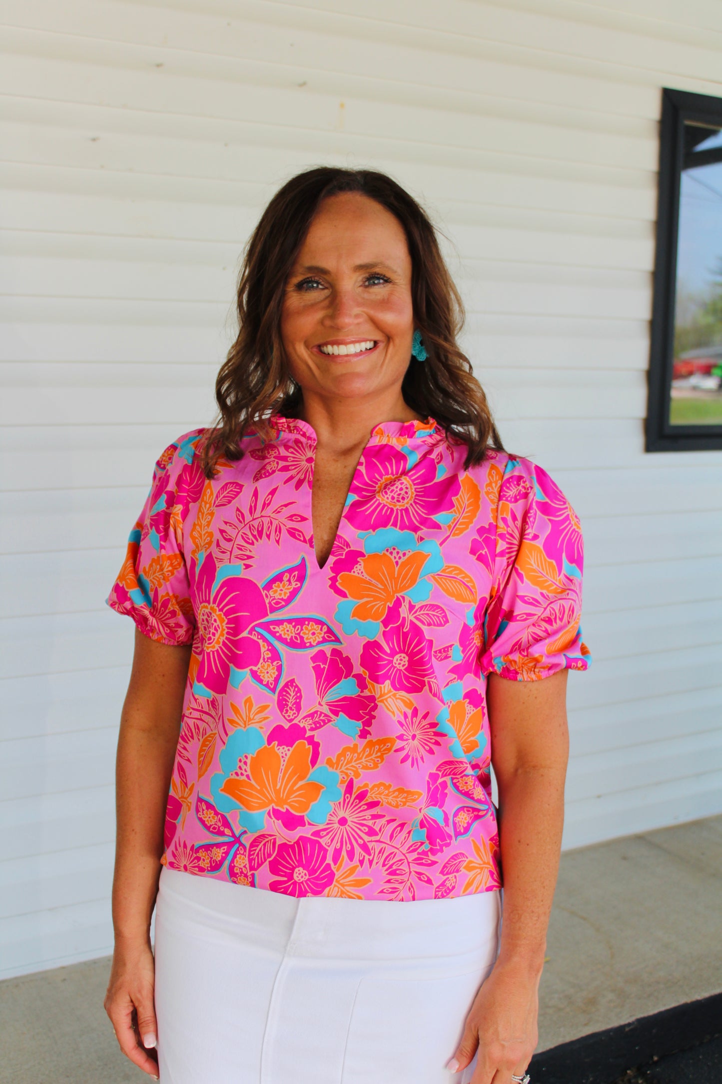 The Wren Pink Floral Print Top