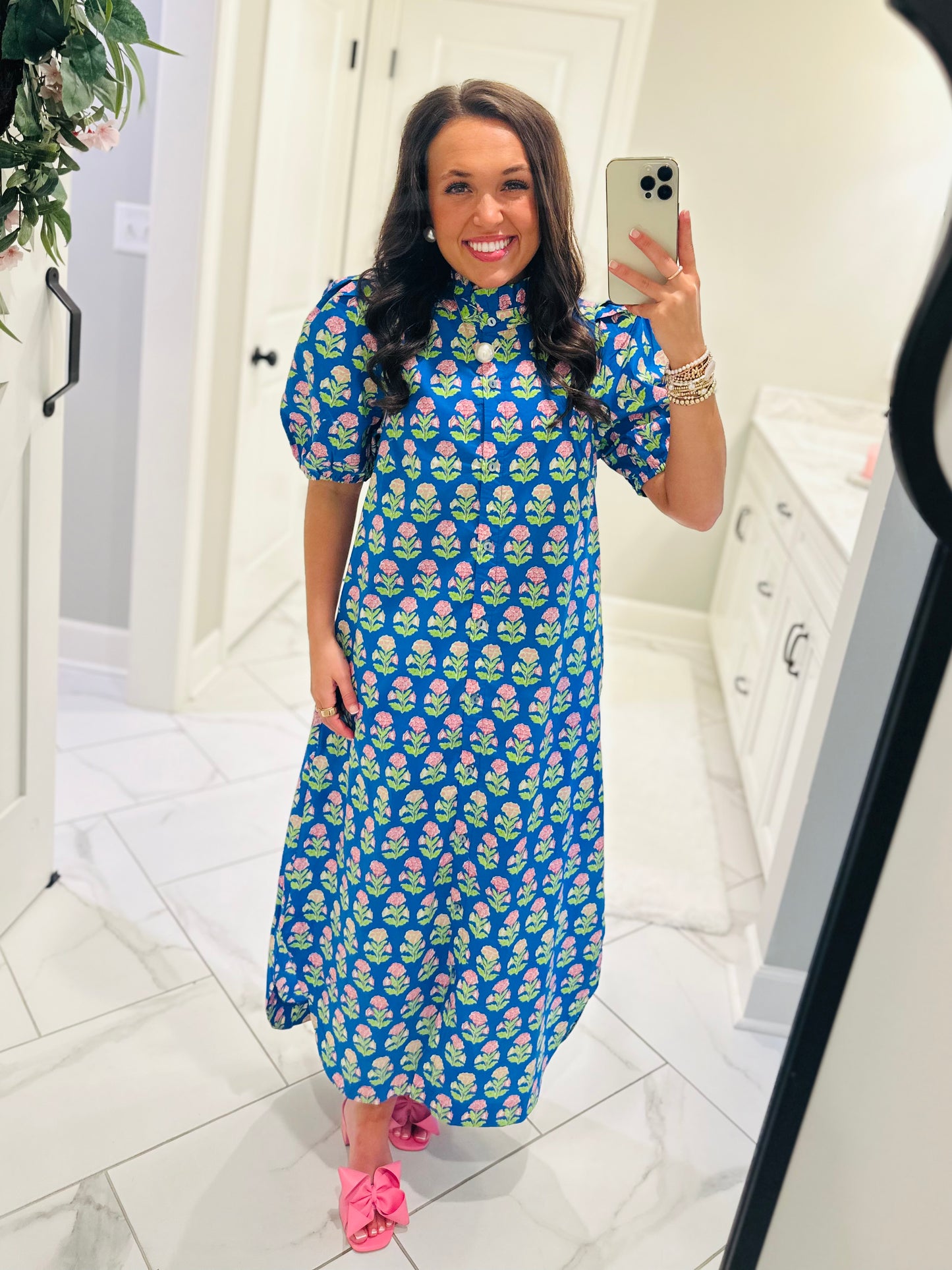 The Ada Blue Floral Midi Dress