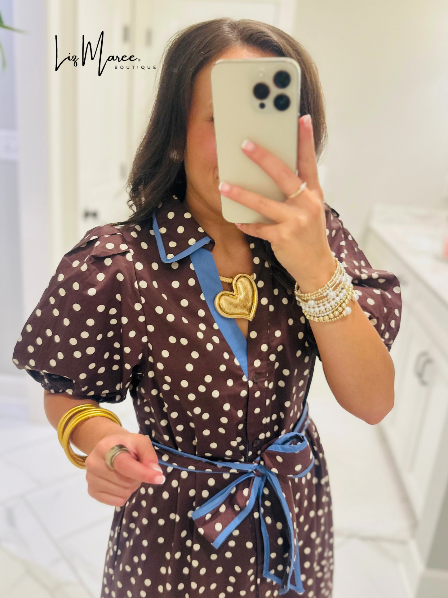 The Ashlee Brown Polka Dot Midi Dress