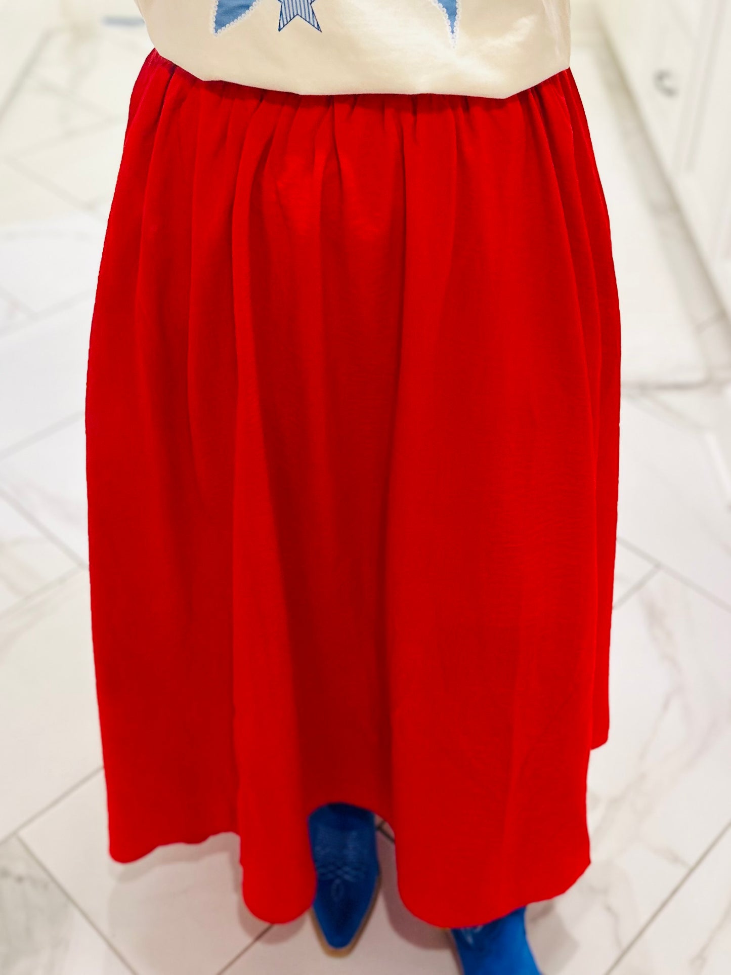 The Raya Red Midi Skirt