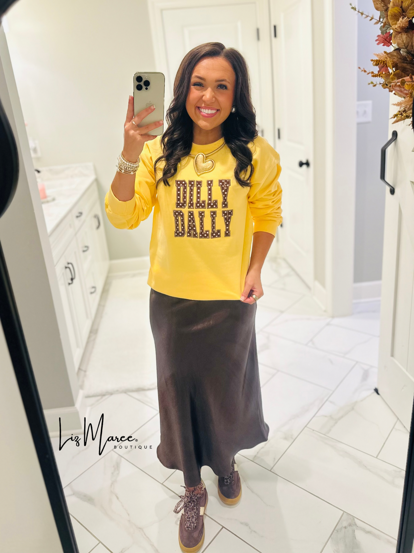 The Dilly Dally Polka Dot Embroidered Crewneck