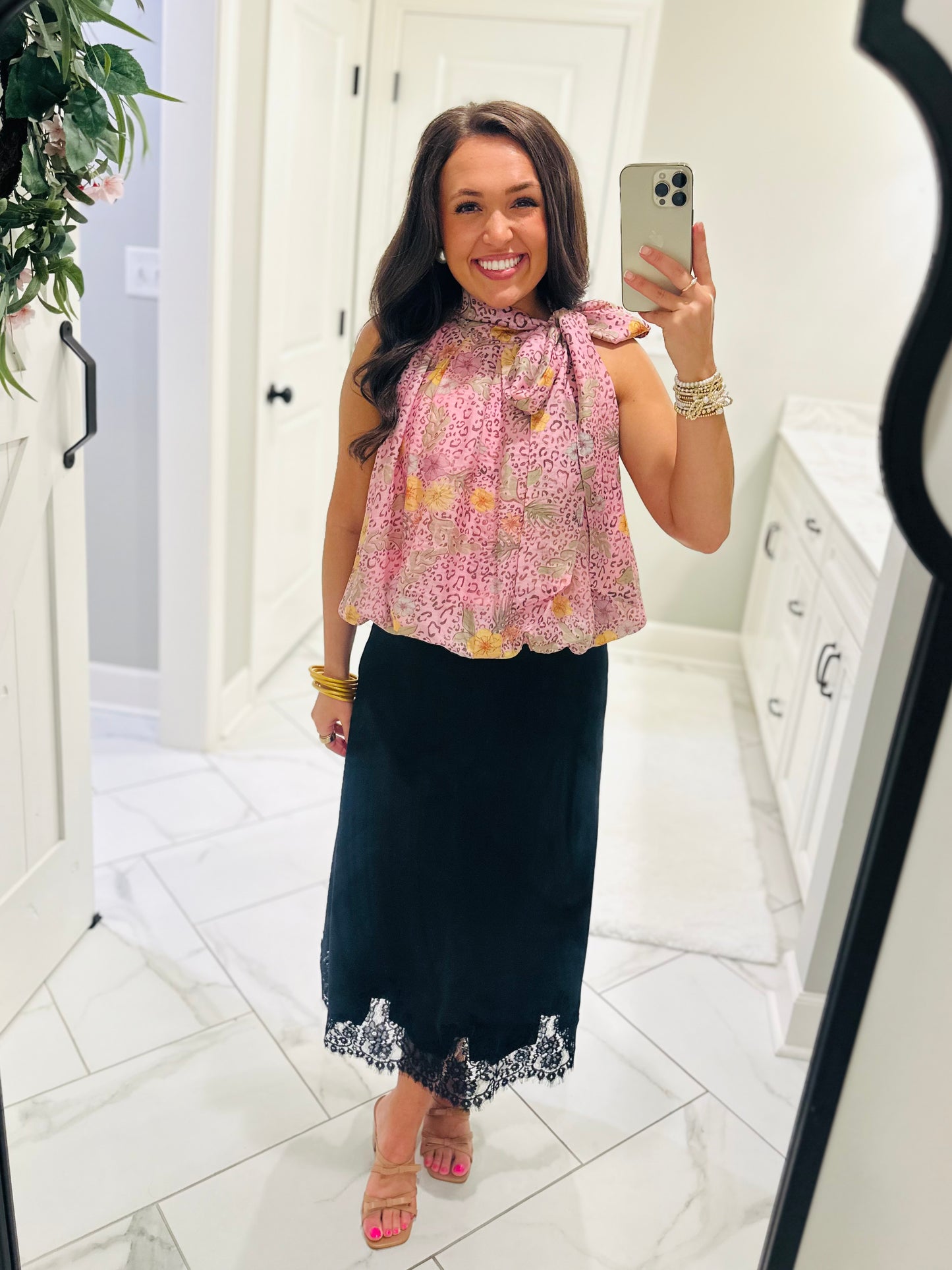 The Fable Pink Leopard Floral Top
