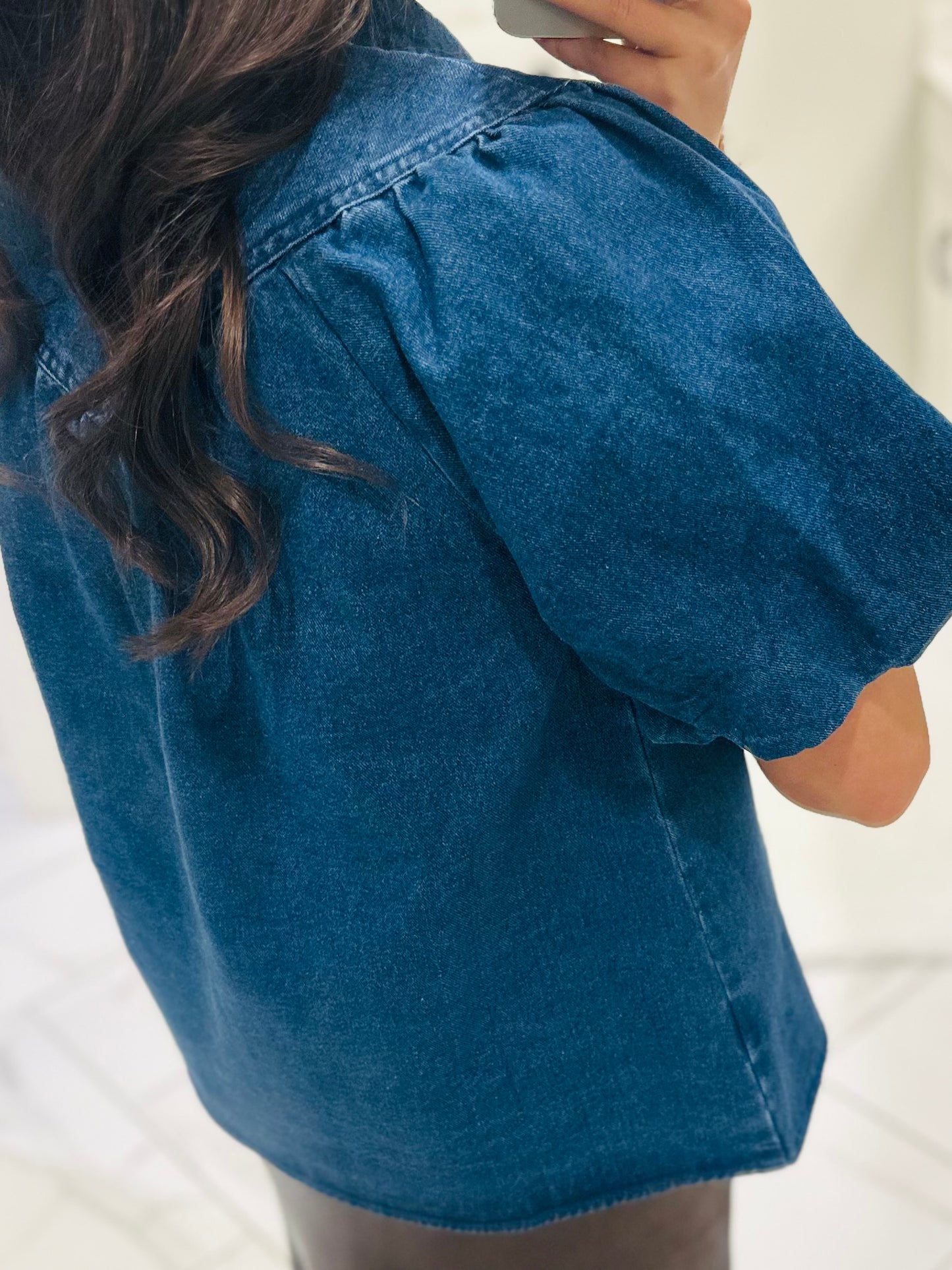 The Mabel Dark Denim Tie Top