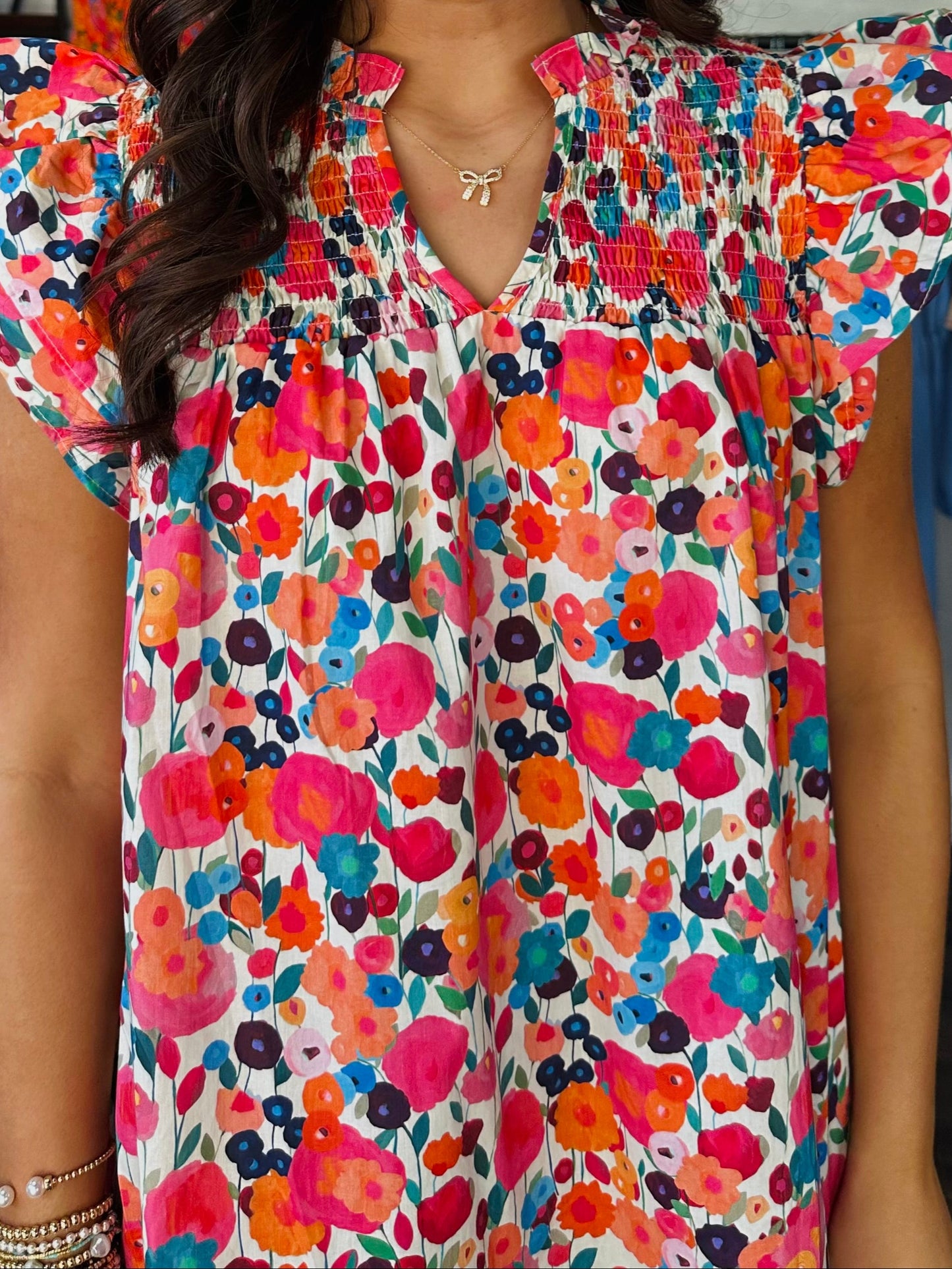 The Keli Floral Ruffle Sleeve Top