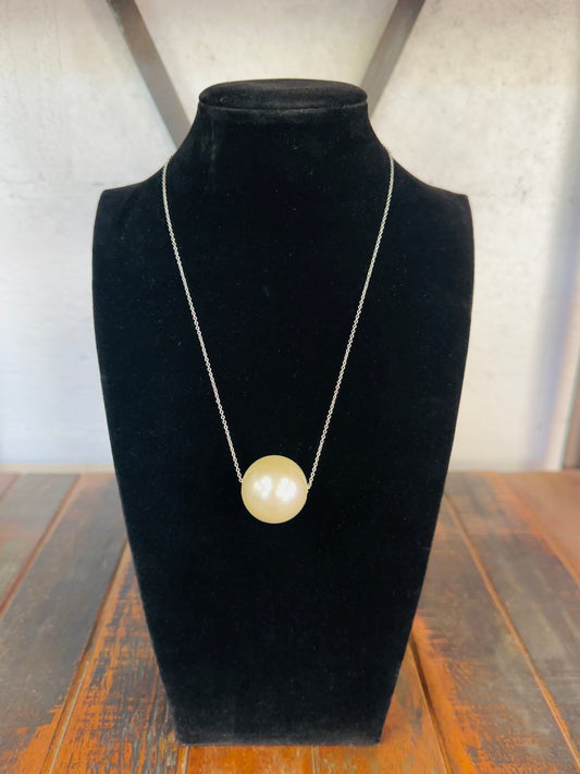 23mm Pearl Drop Pendant Necklace - Silver