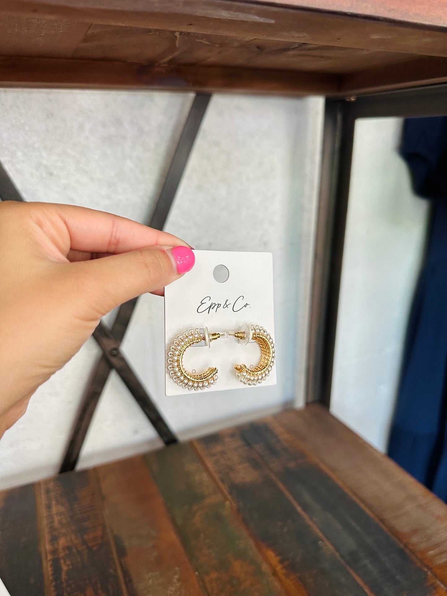 Gold Triple Pearl Hoops