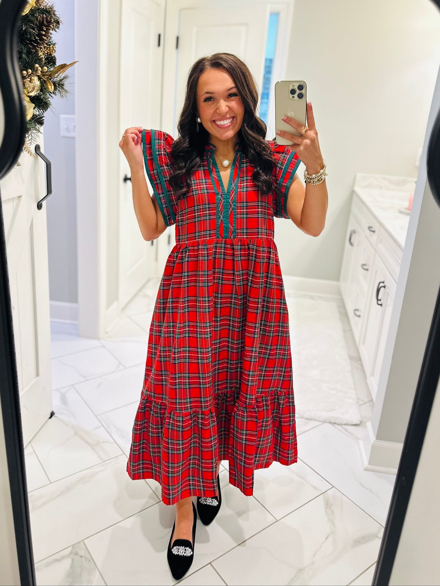 The Faith Holiday Plaid Midi Dress
