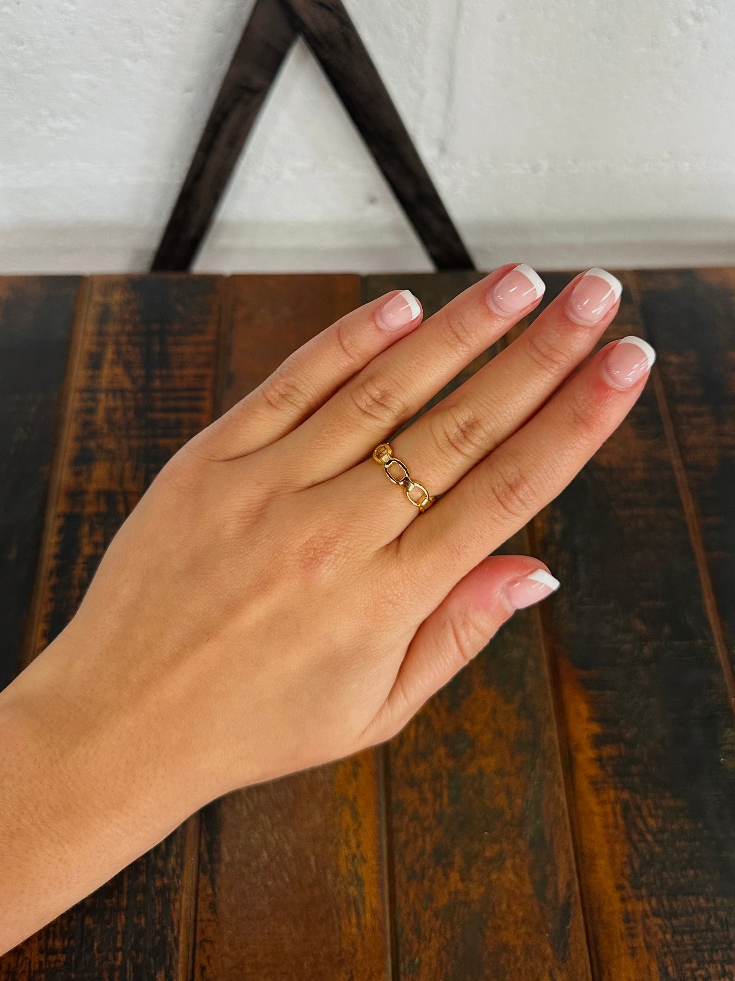 Gold Brass Chain Cuff Ring