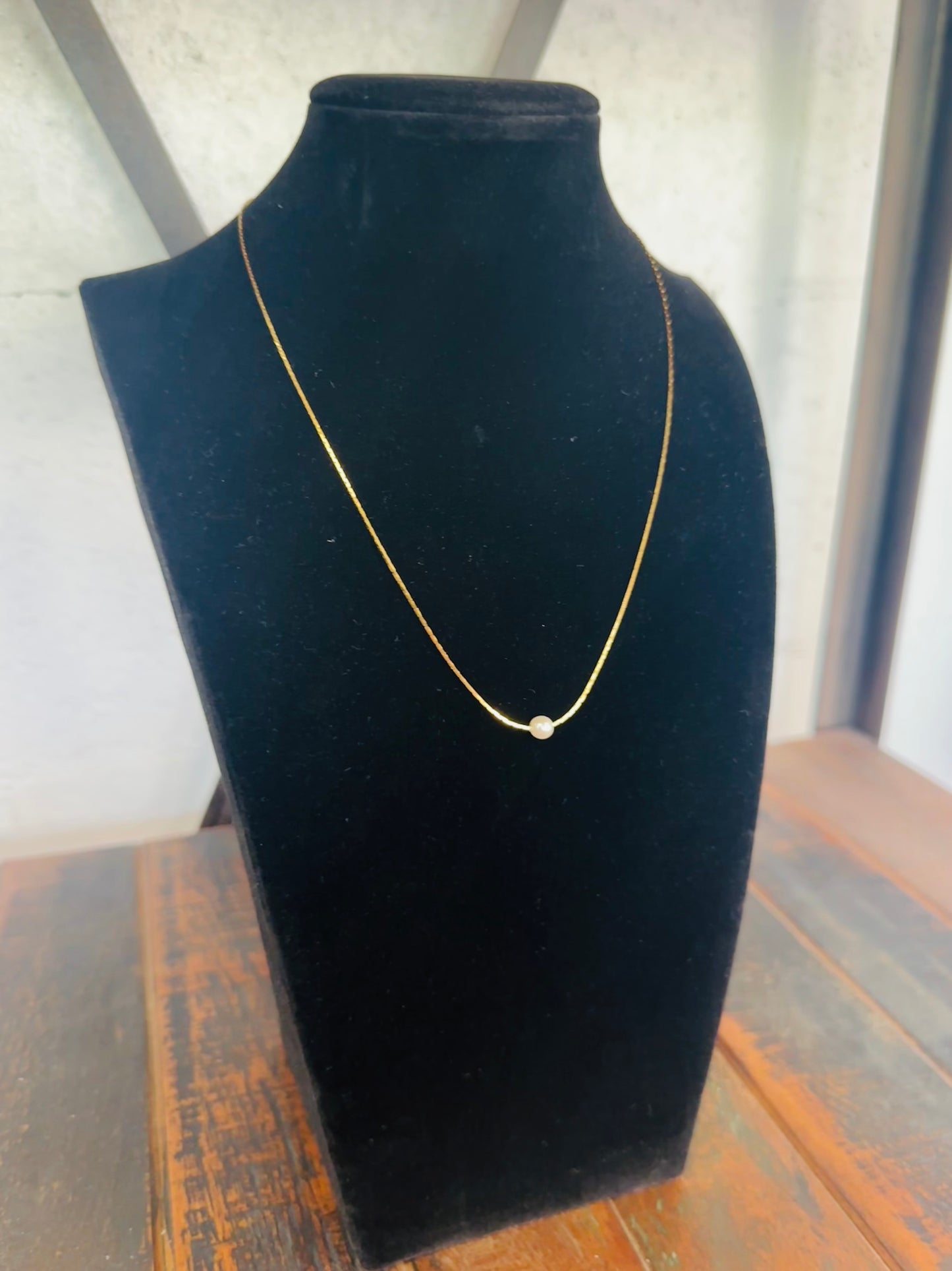 5mm Pearl Pendant Gold Necklace