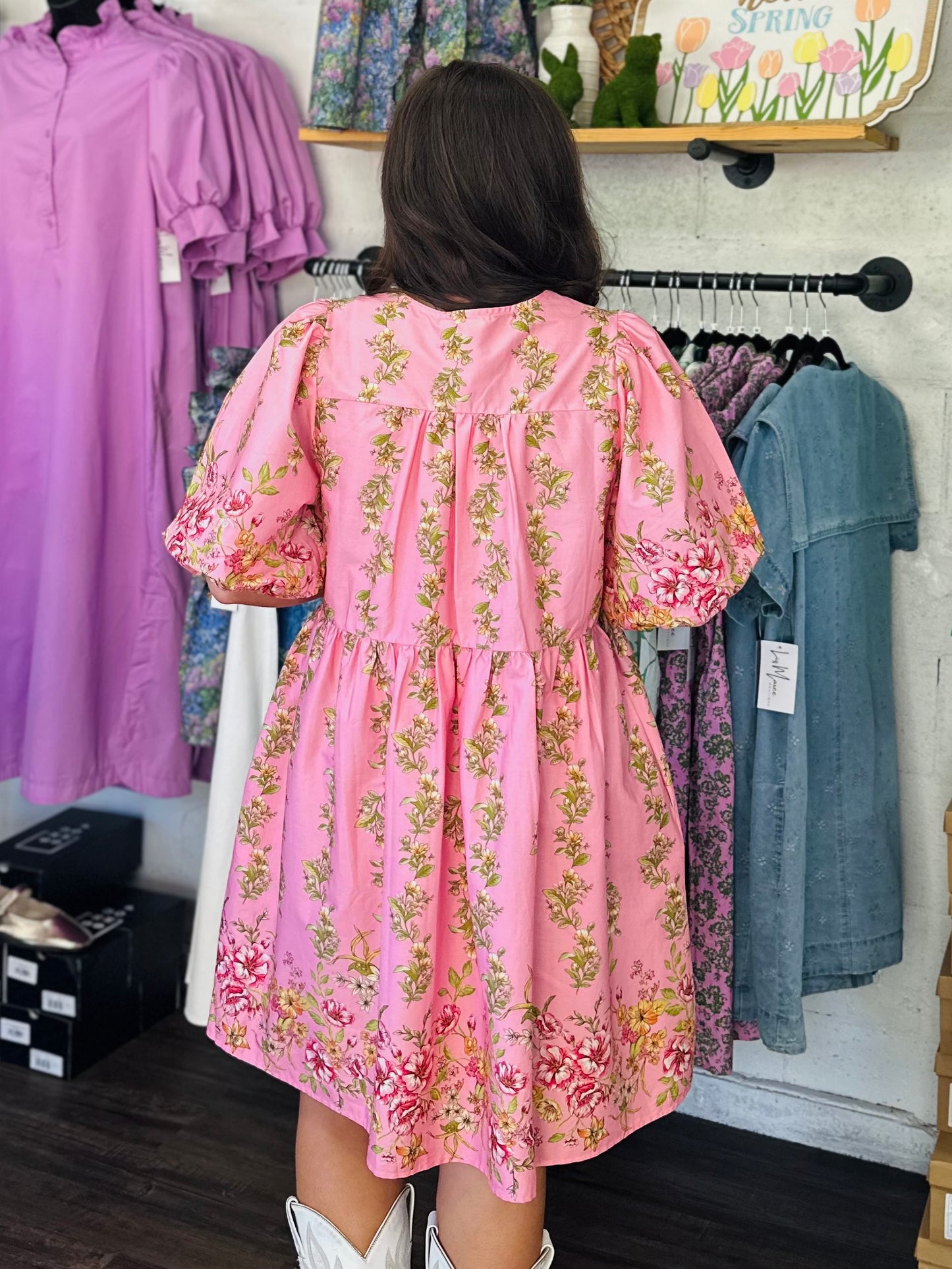 The Kate Pink Floral Bow Tie Dress
