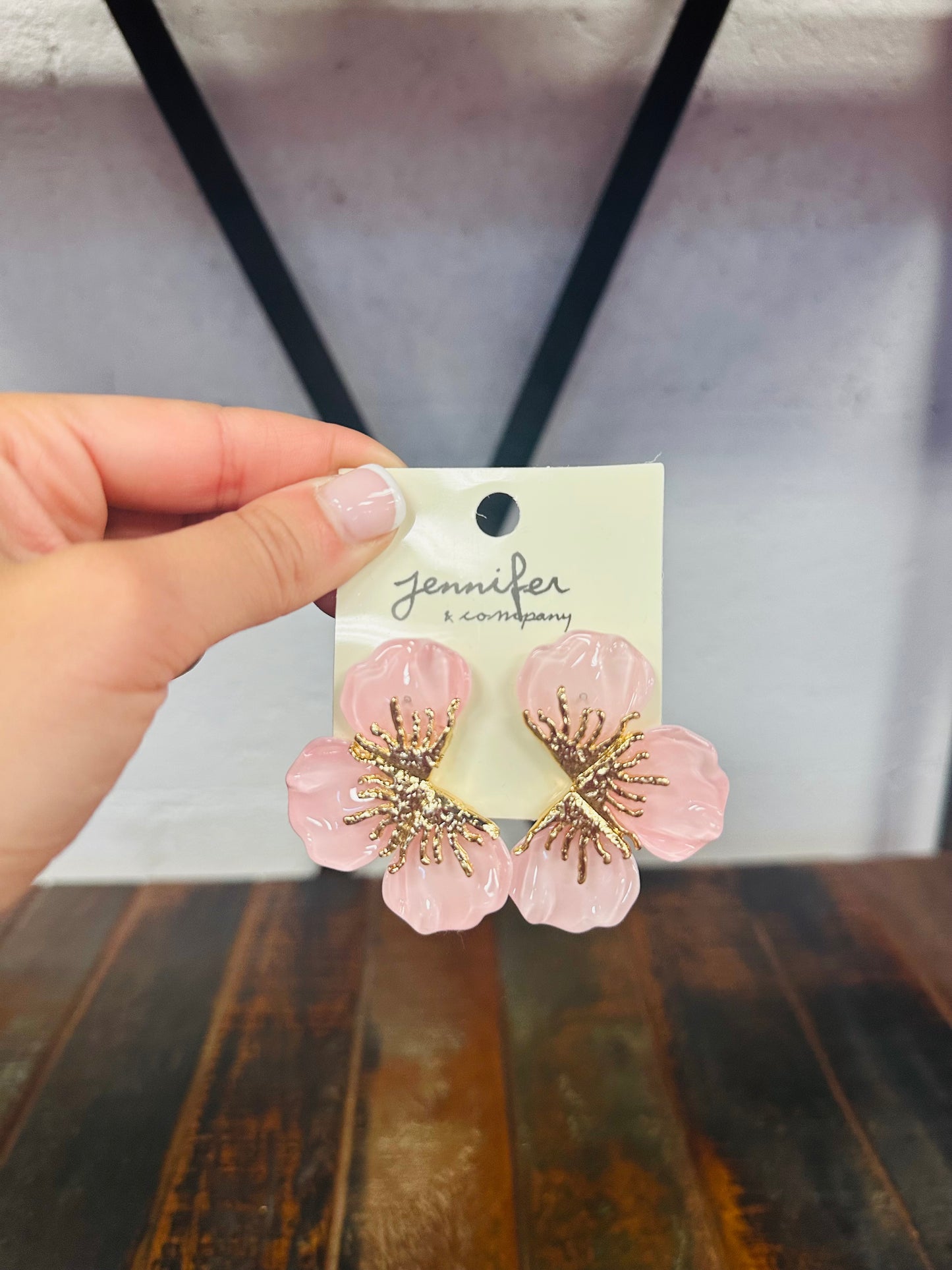Flower Statement Earring - Light Pink