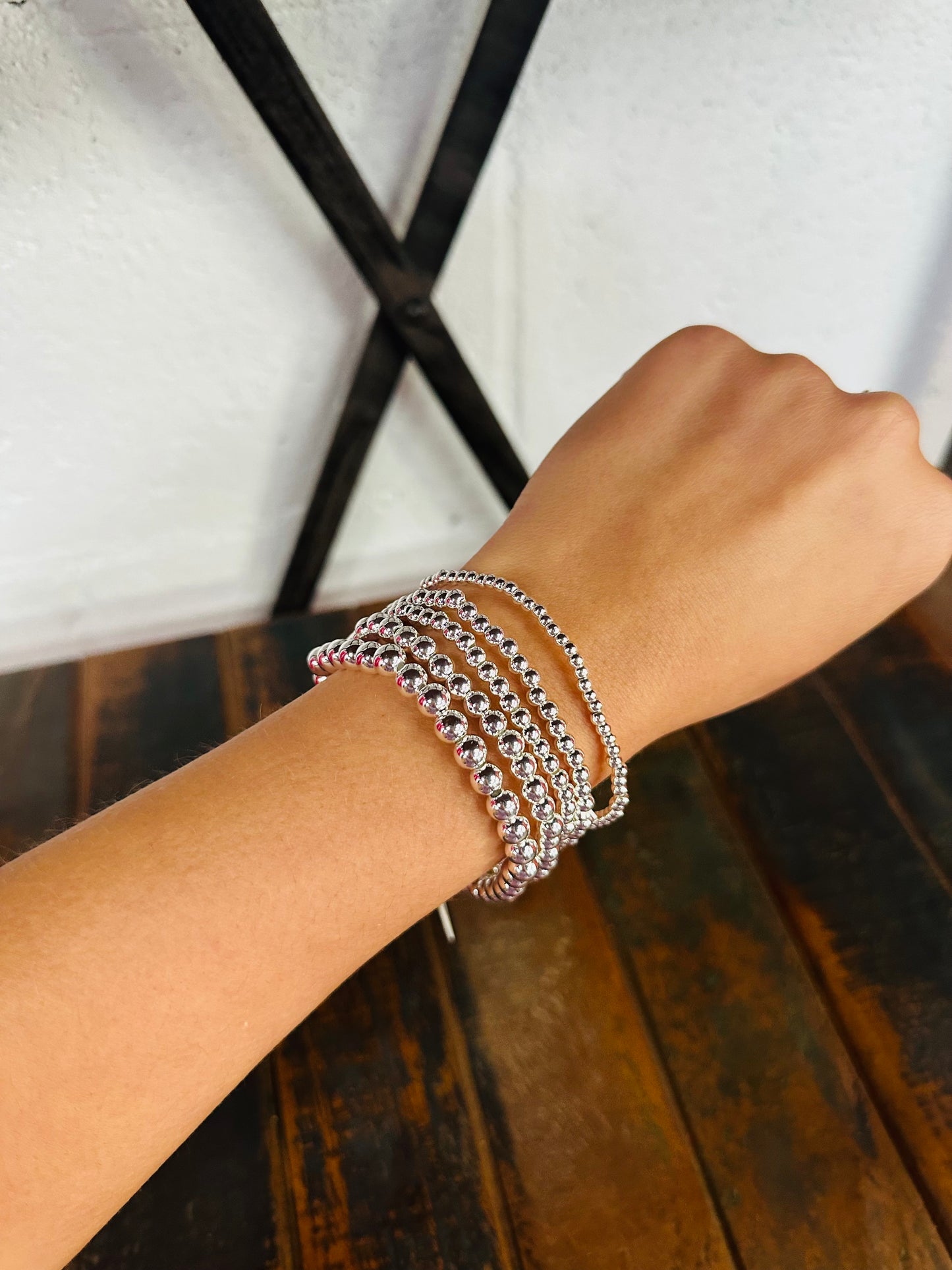 Everyday Silver Ball Bracelet Set