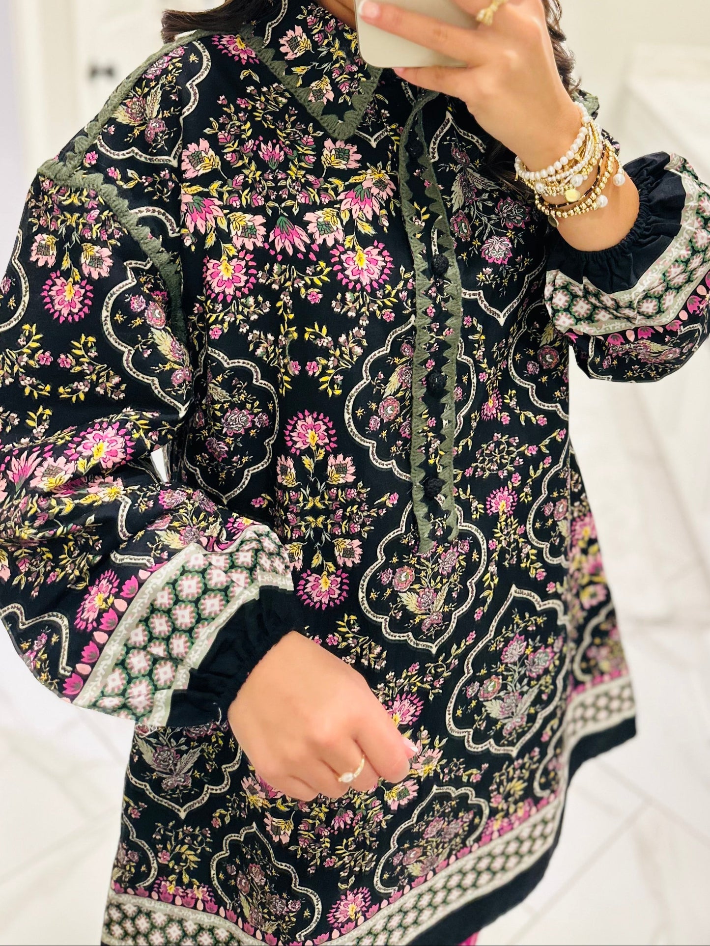 The Ginny Black Floral Long Sleeve Dress