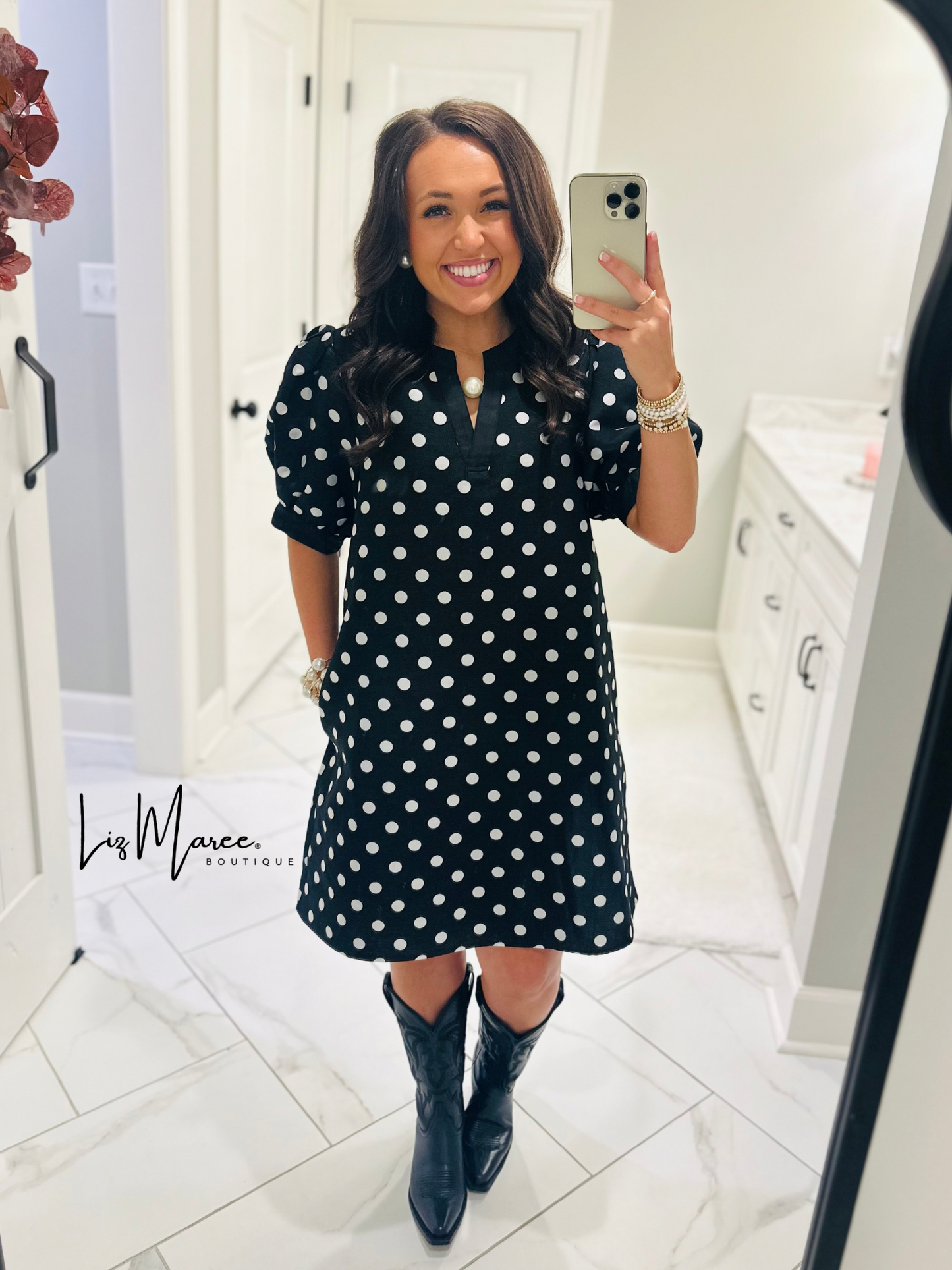 The Baylie Black Polka Dot Dress