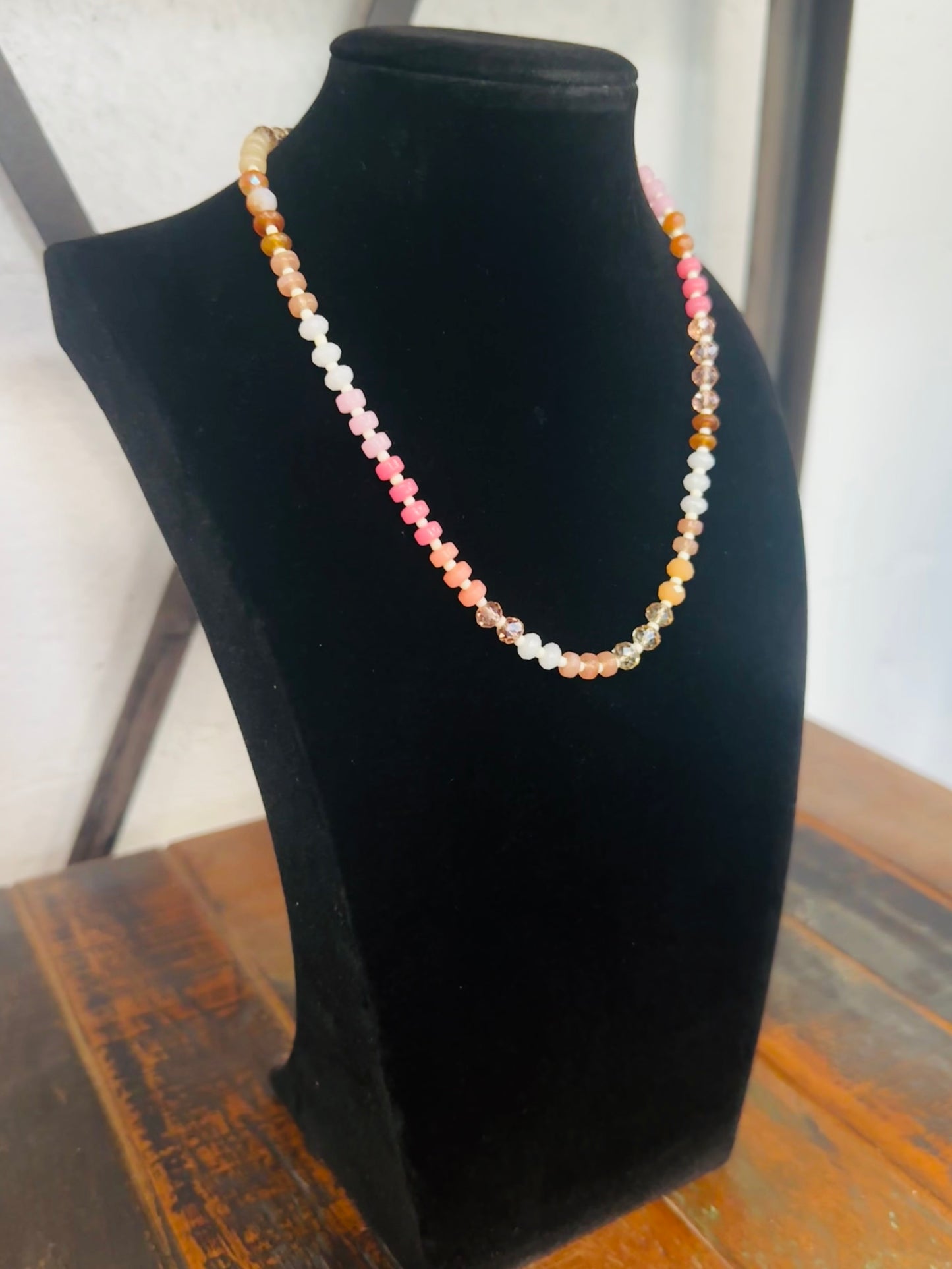 Pink Multi Rondelle Bead Necklace
