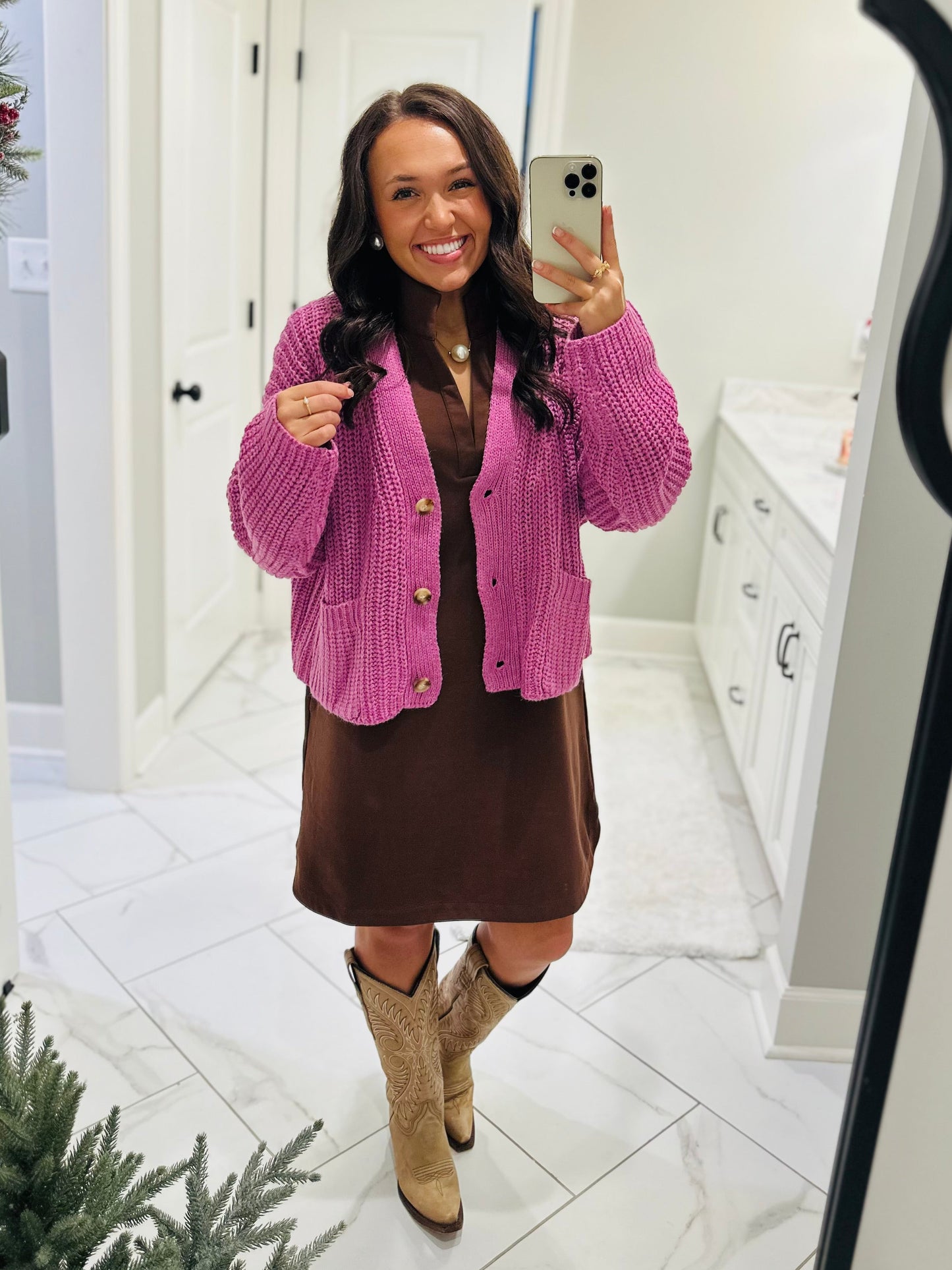 The Brooke Orchid Ribbed Oversized Cardigan