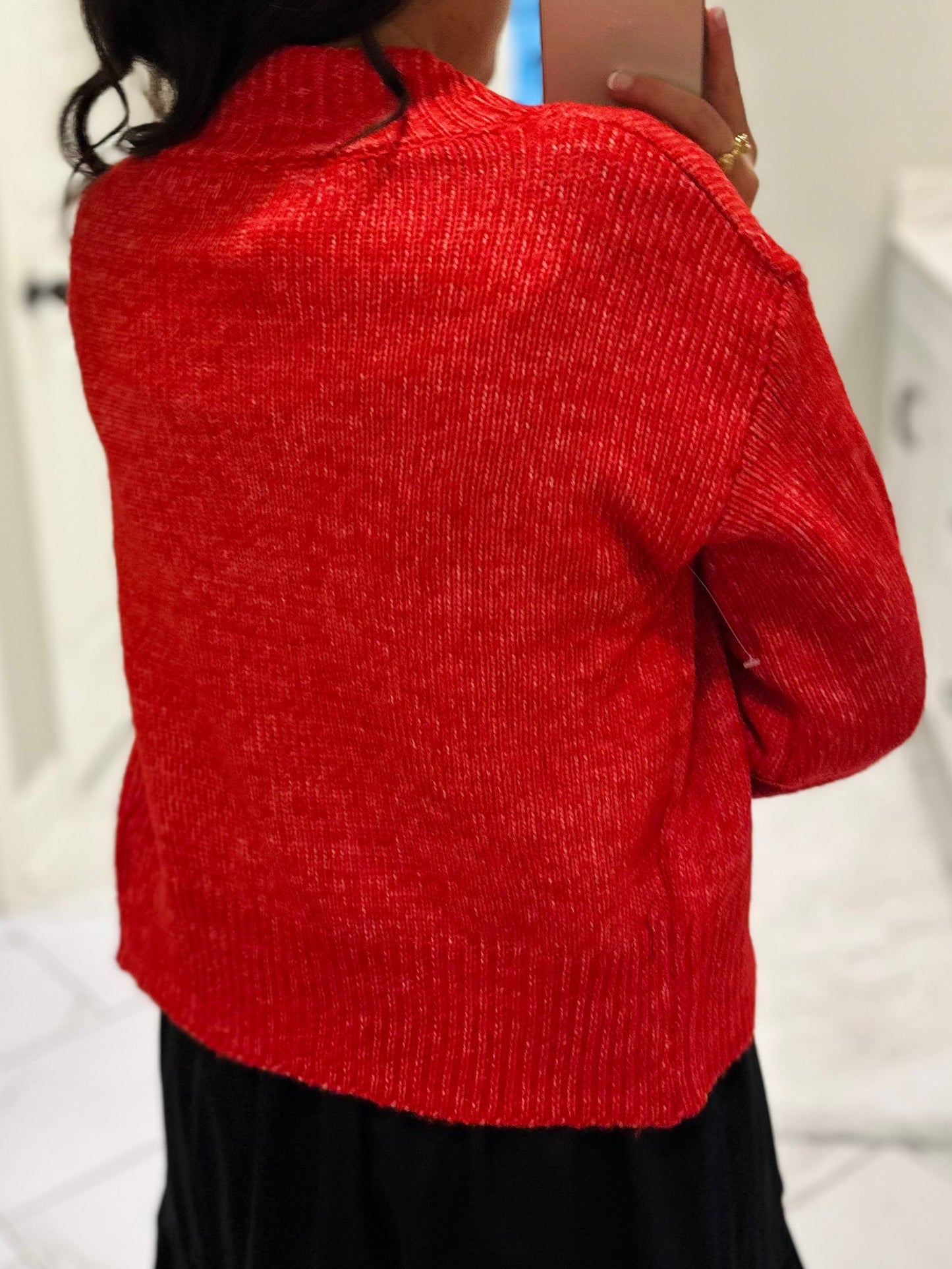 The Izzy Red Front Button Cardigan