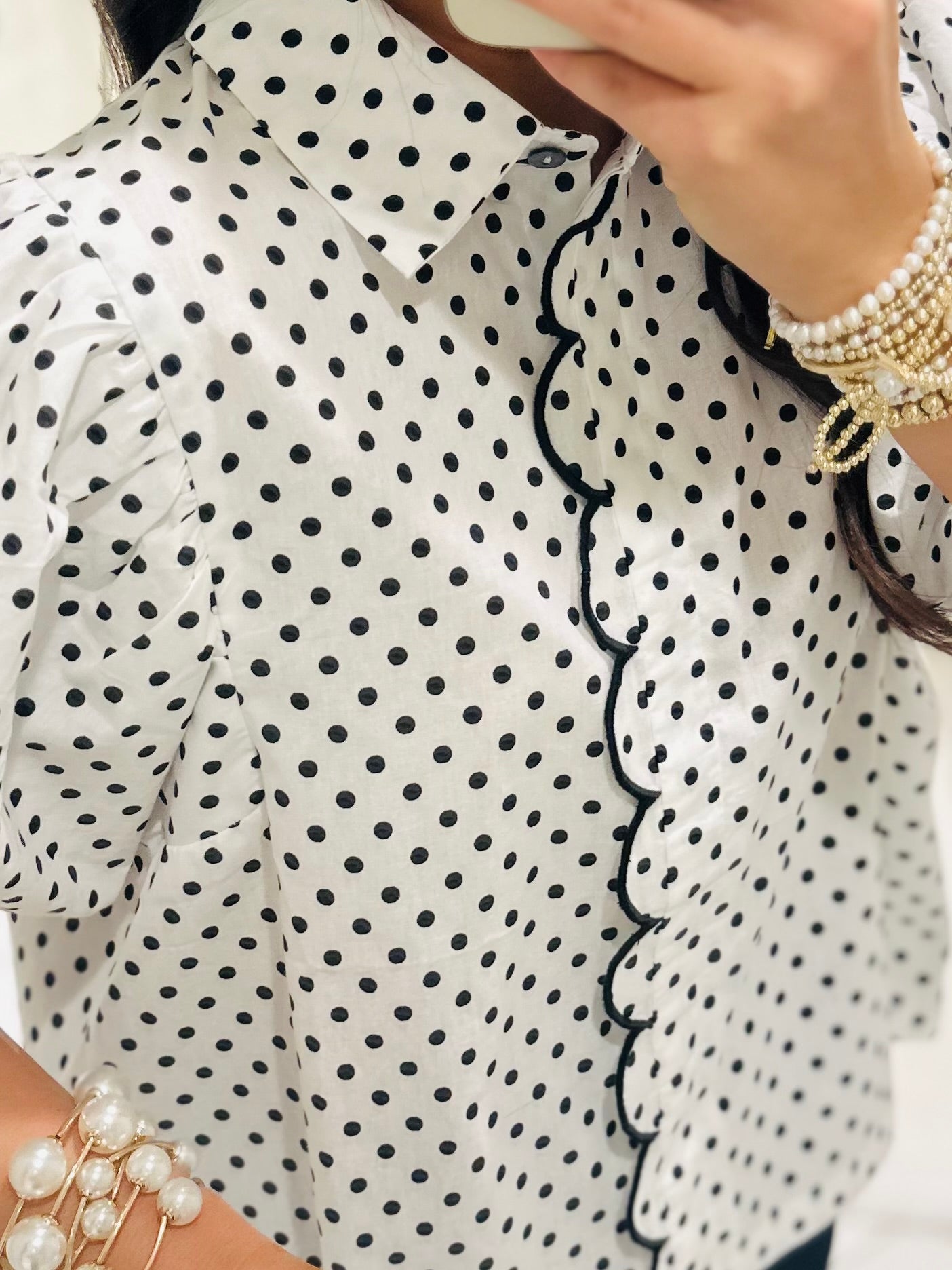 The Tess Black + White Polka Dot Top