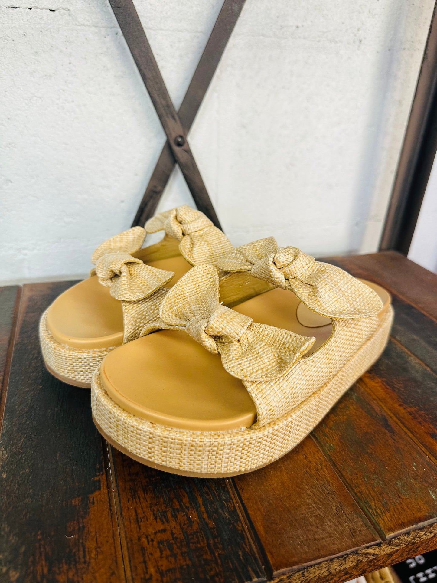 The Kiki Raffia Bow Platform Sandal