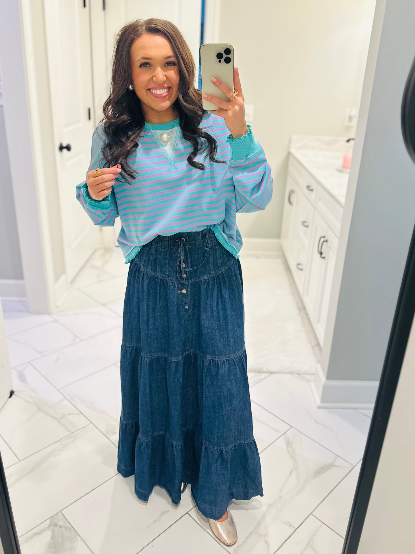 The Lily Striped Crop Sweatshirt