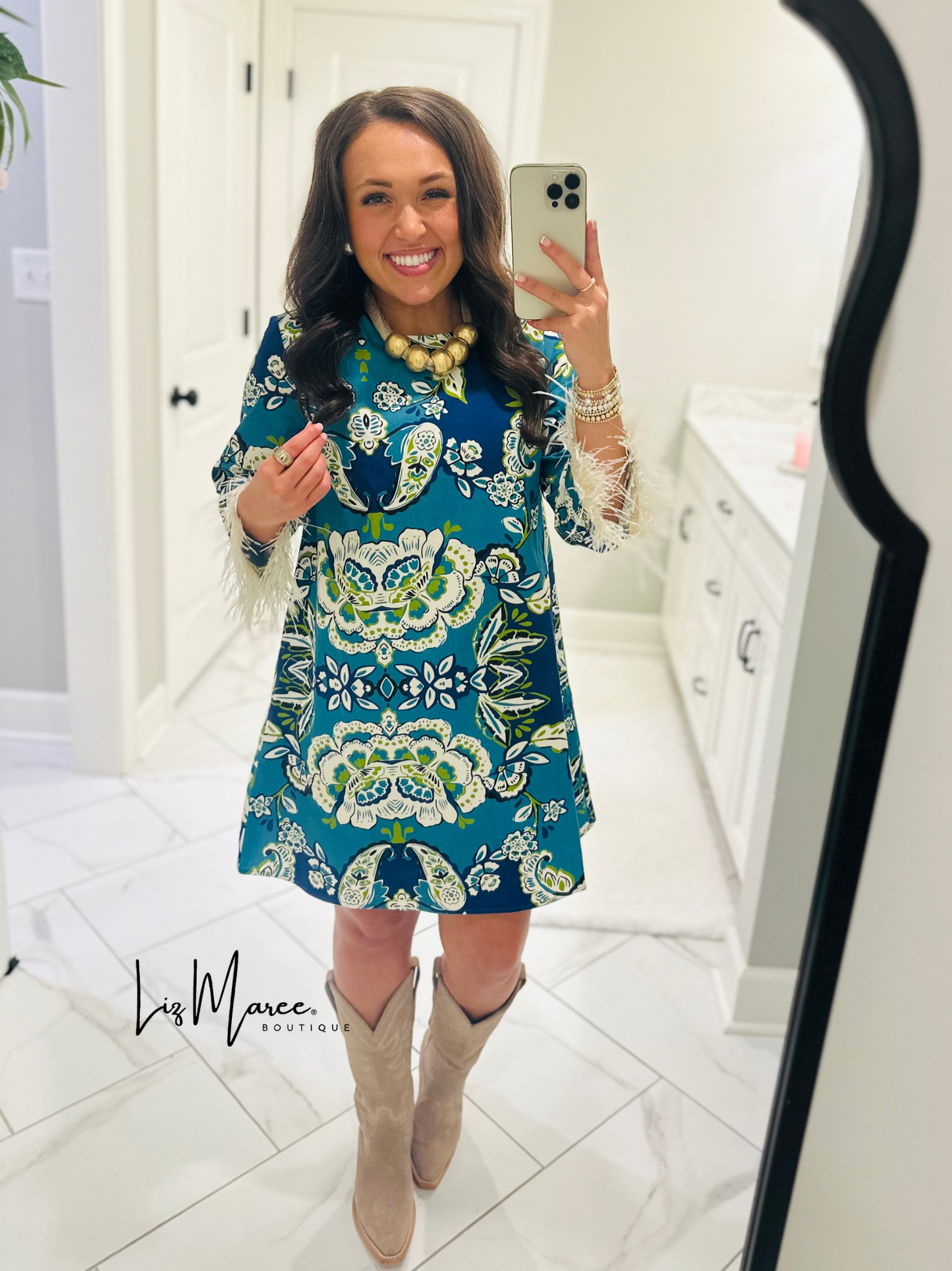 The Avery Blue Floral + Paisley Dress