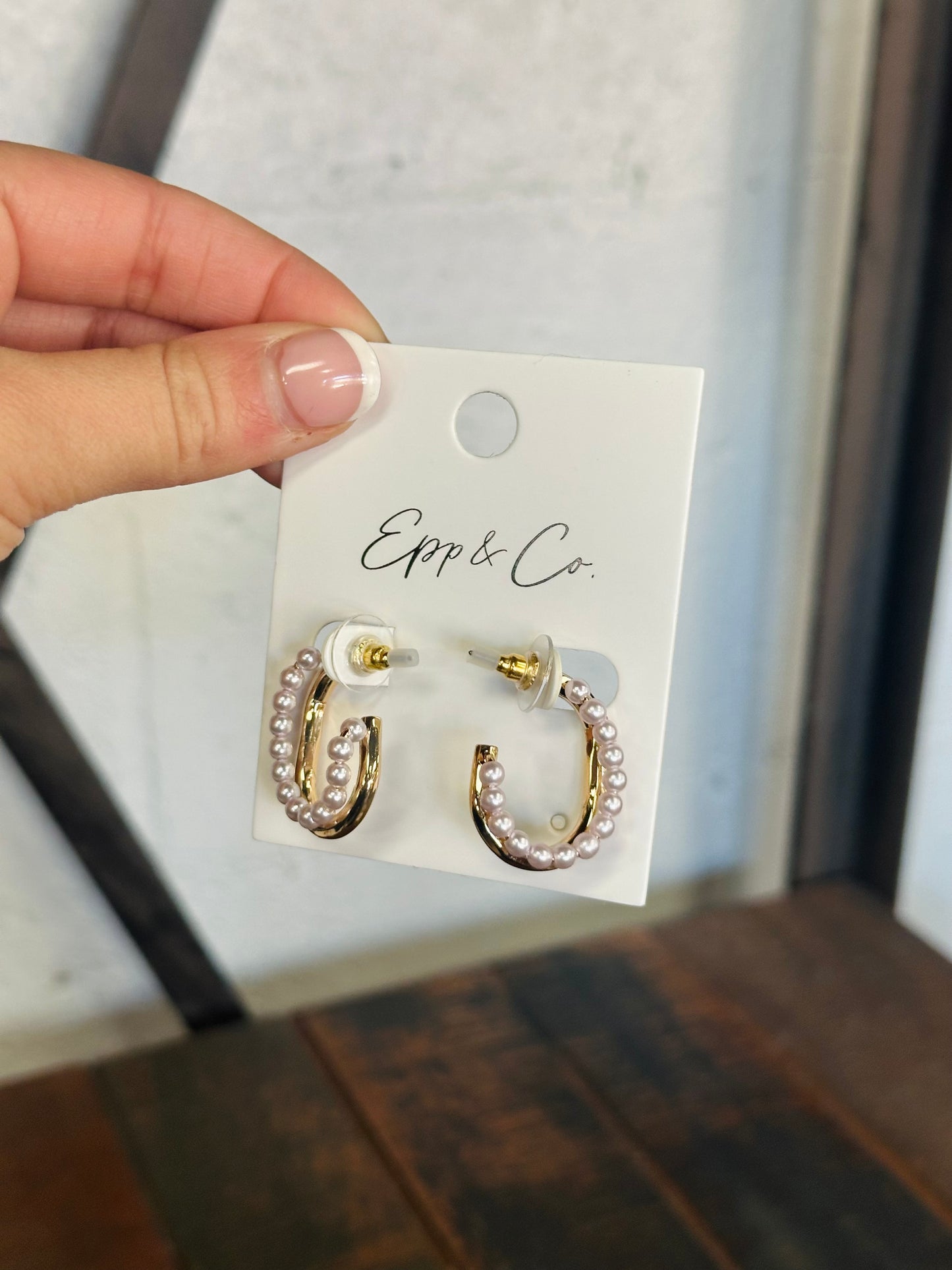 Gold and Pearl Double Hoops