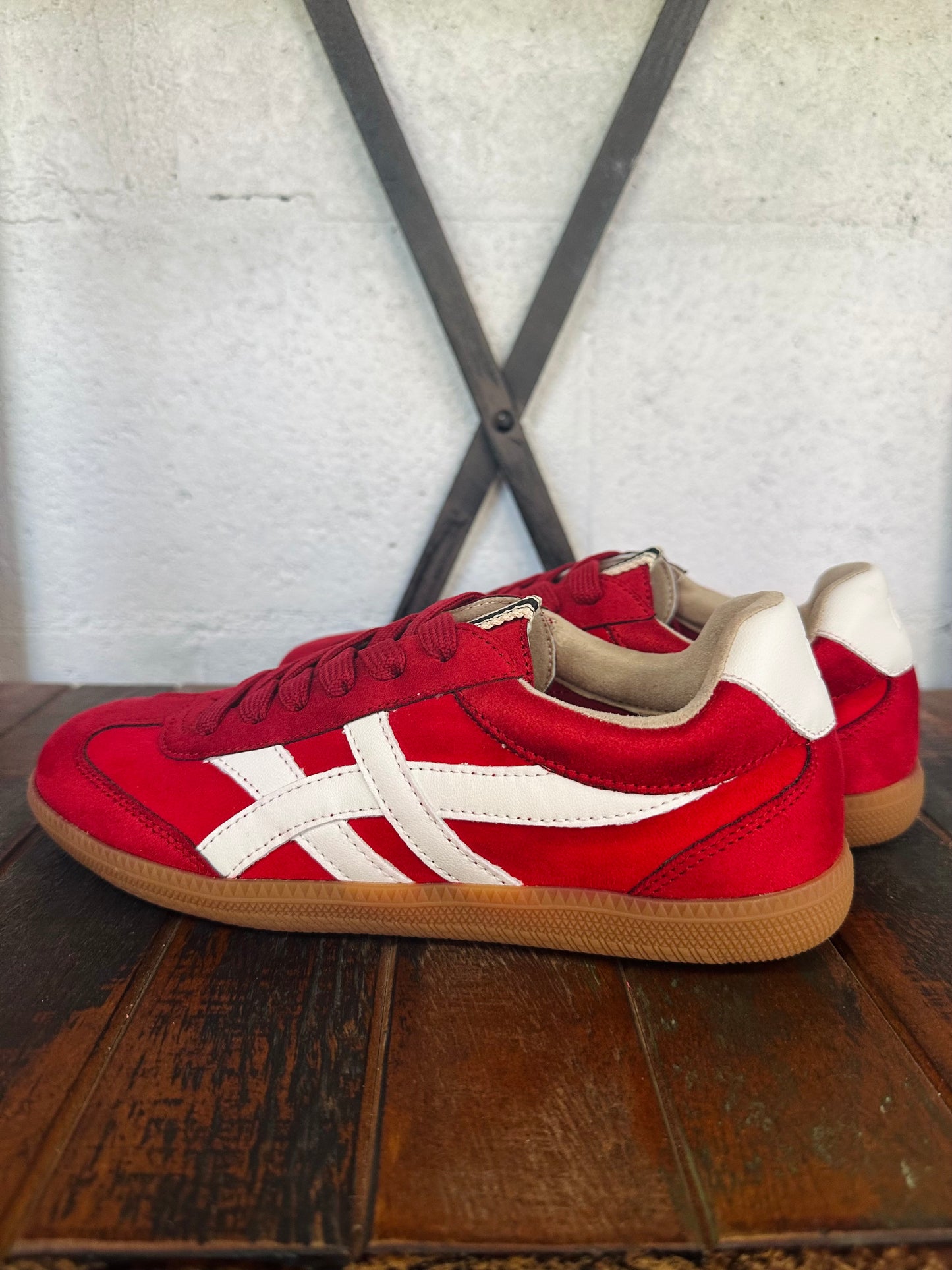 The Sasha Red Suede Sneaker