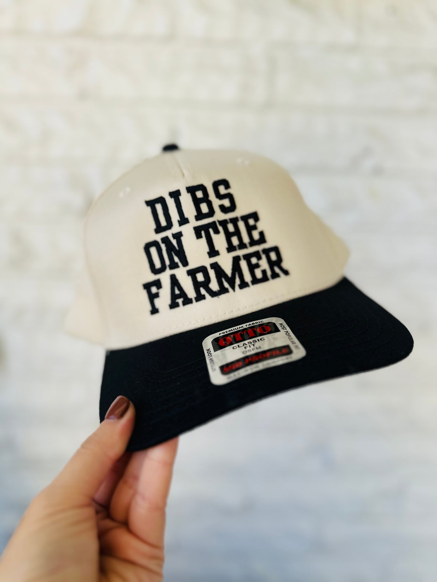 Black 'Dibs On The Farmer' Embroidered Trucker Hat