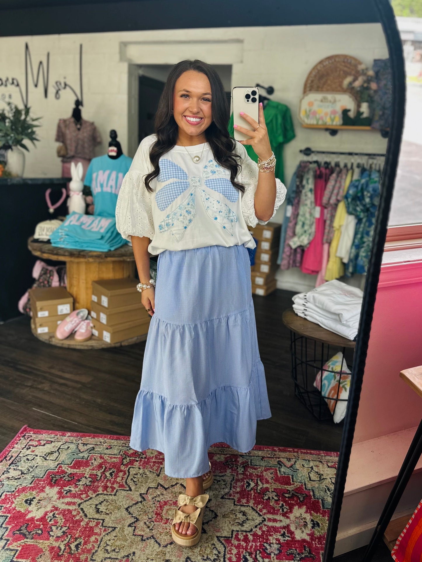 The Baby Blue Gingham Maxi Skirt