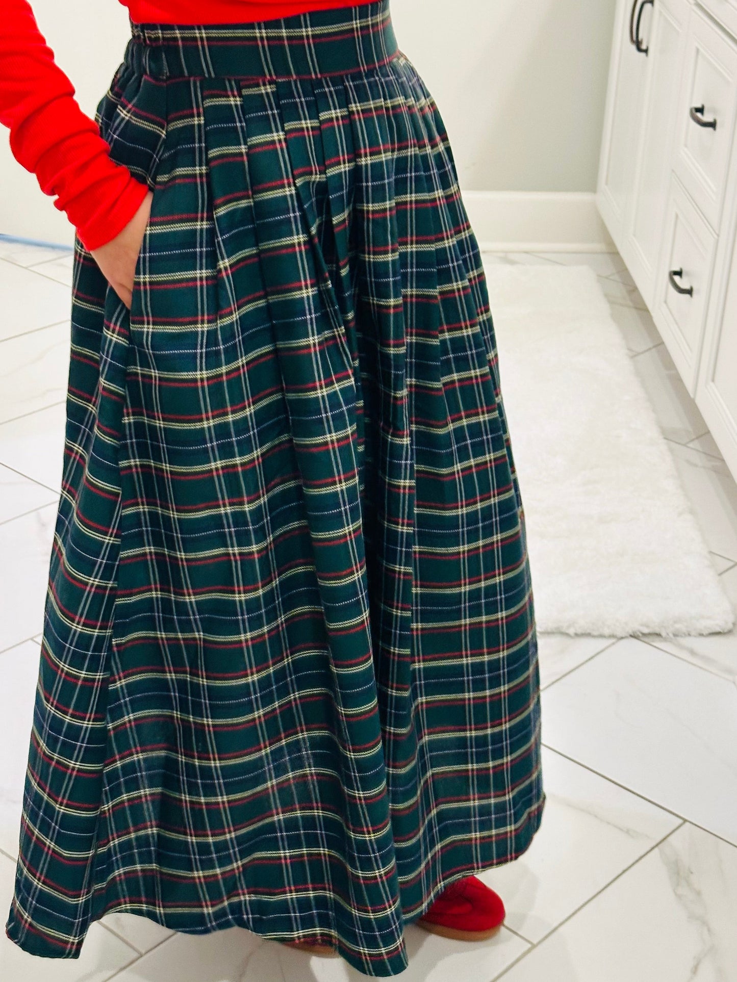 The Tinsley Green Plaid Midi Skirt