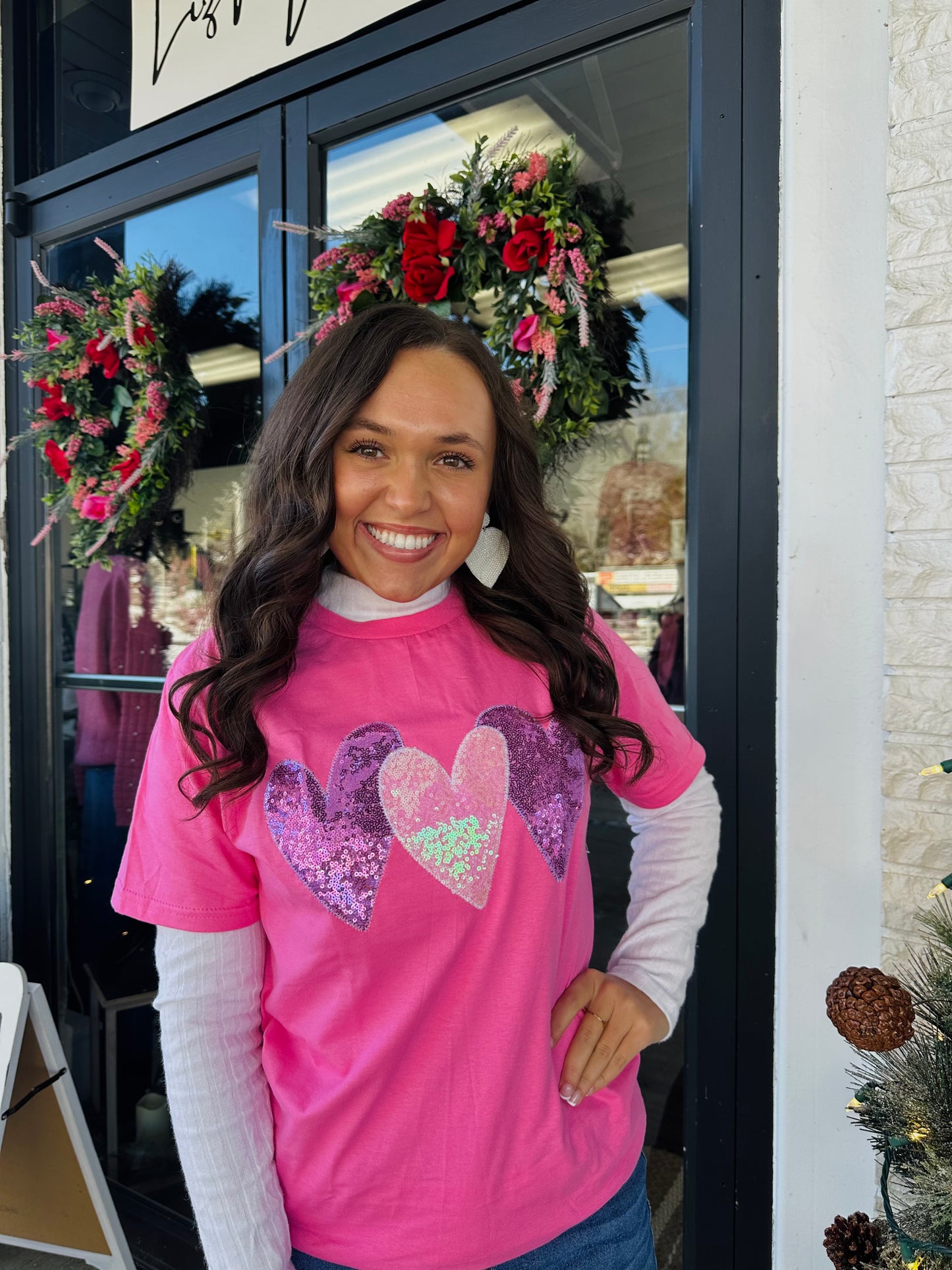 Be Mine Valentine Heart Trio Embroidered Tee