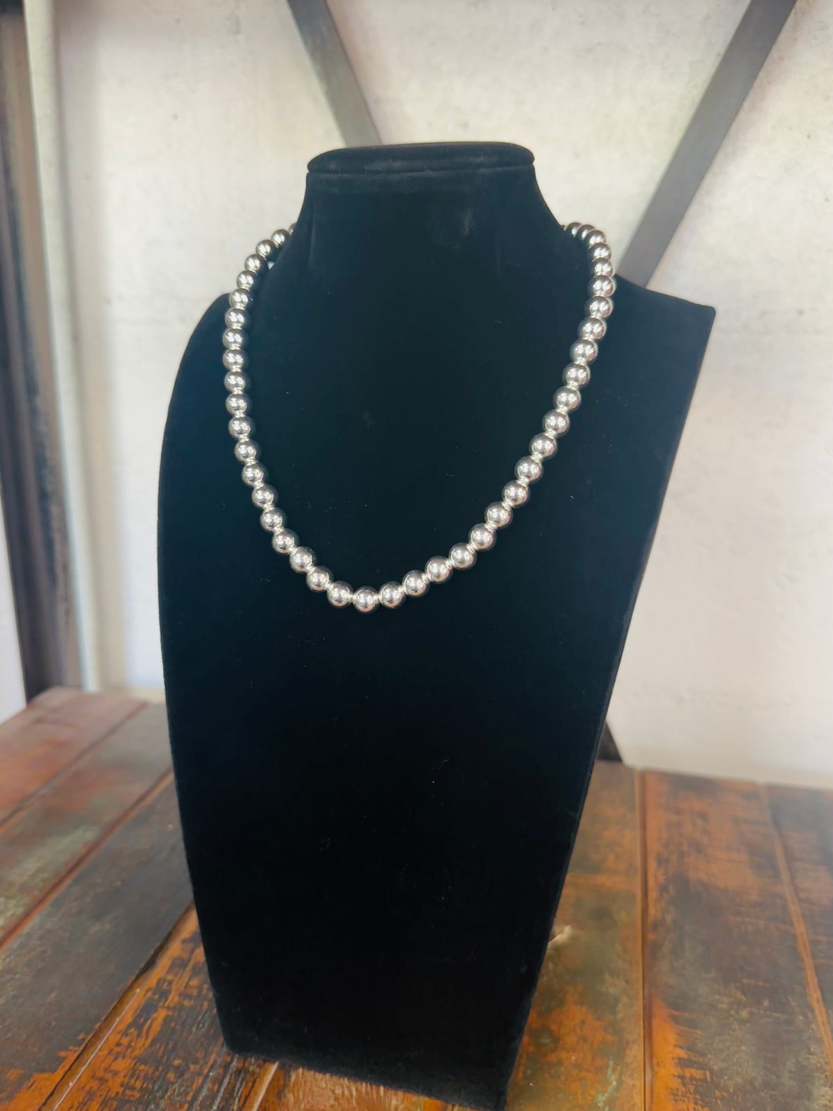8mm Silver Ball Bead Necklace
