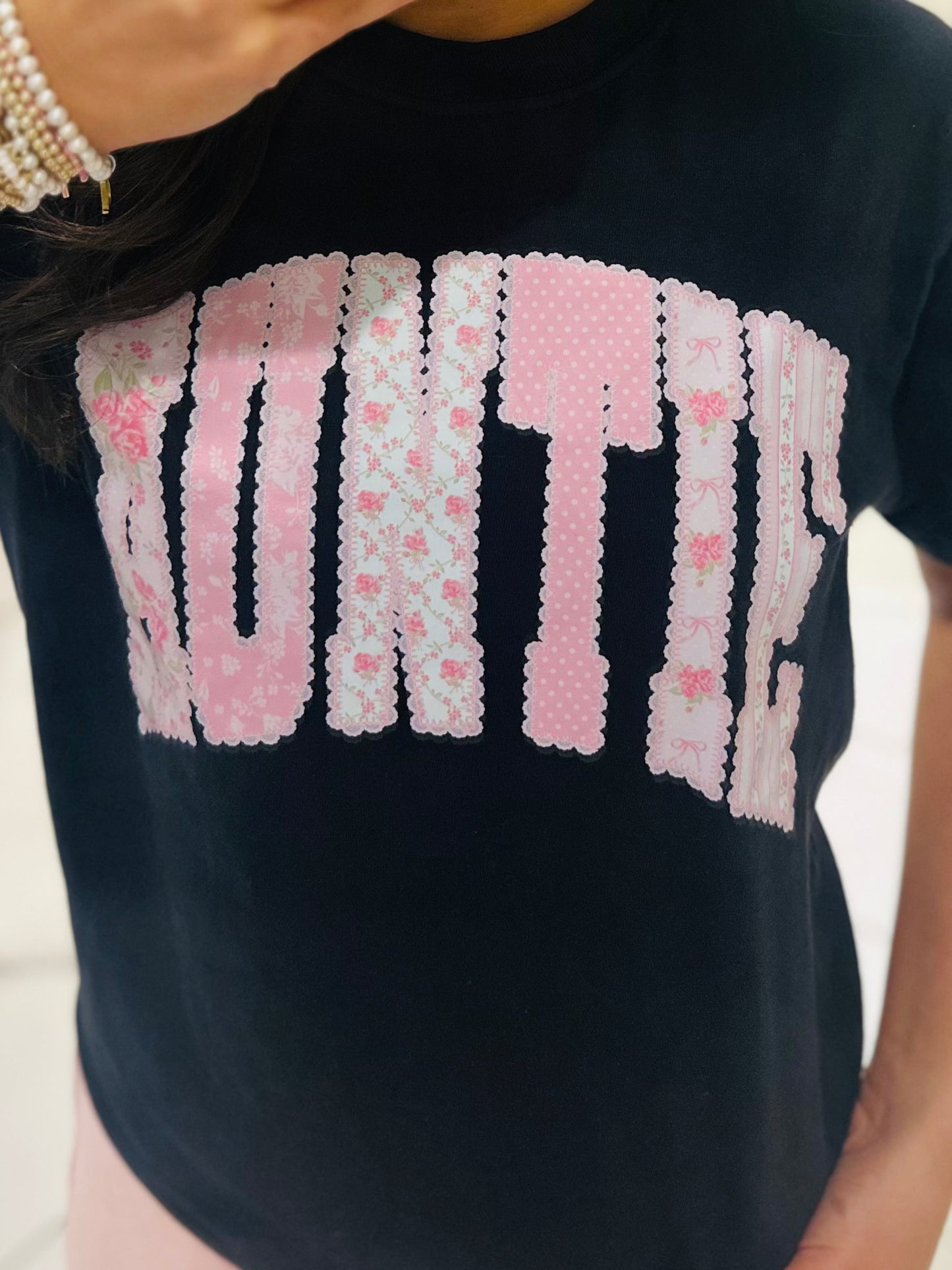 The Auntie Pink Pastel Coquette Tee