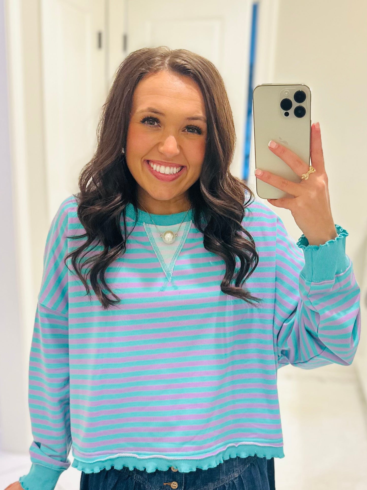 The Lily Striped Crop Sweatshirt