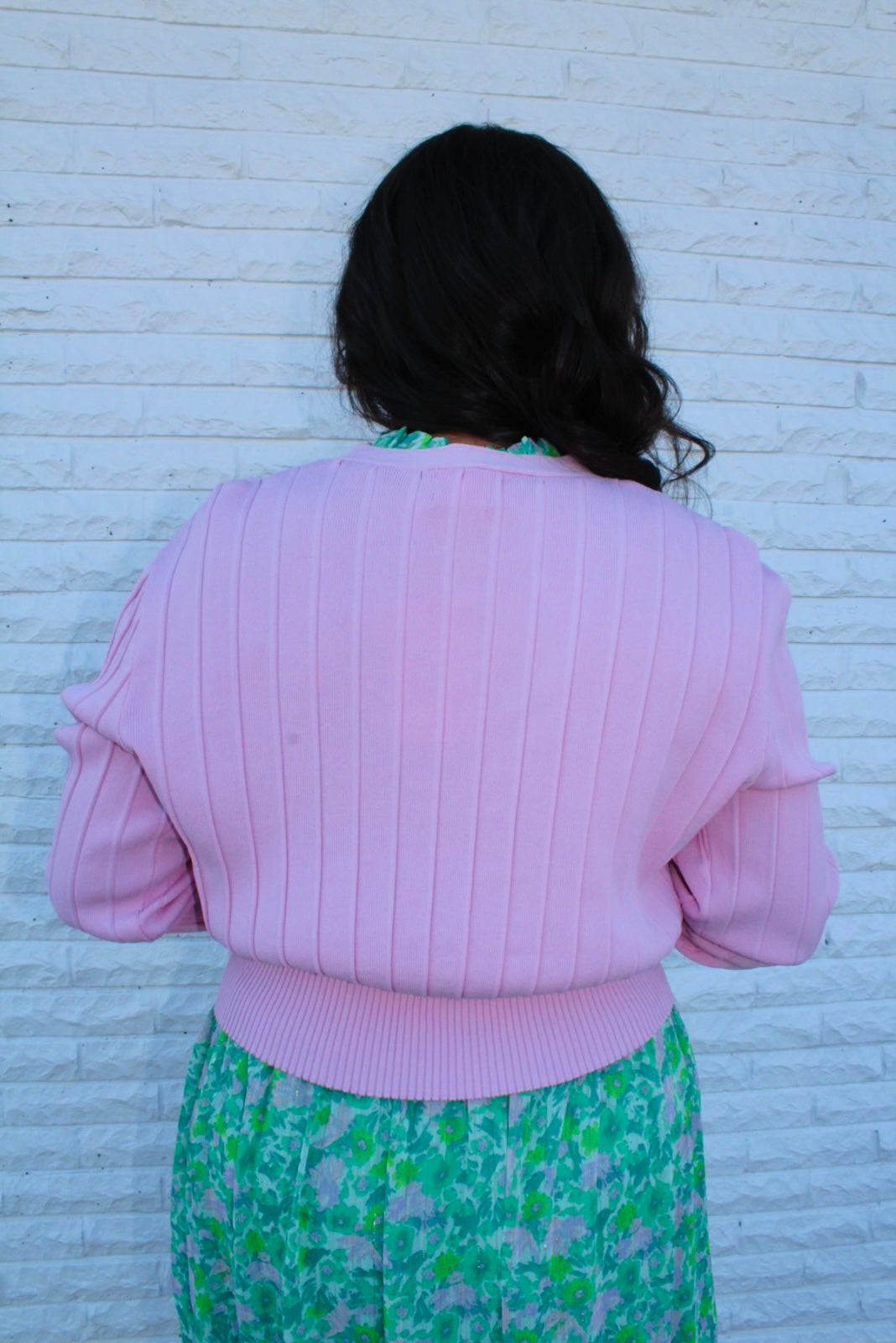 Pastel Pink Ribbed Button Cardigan