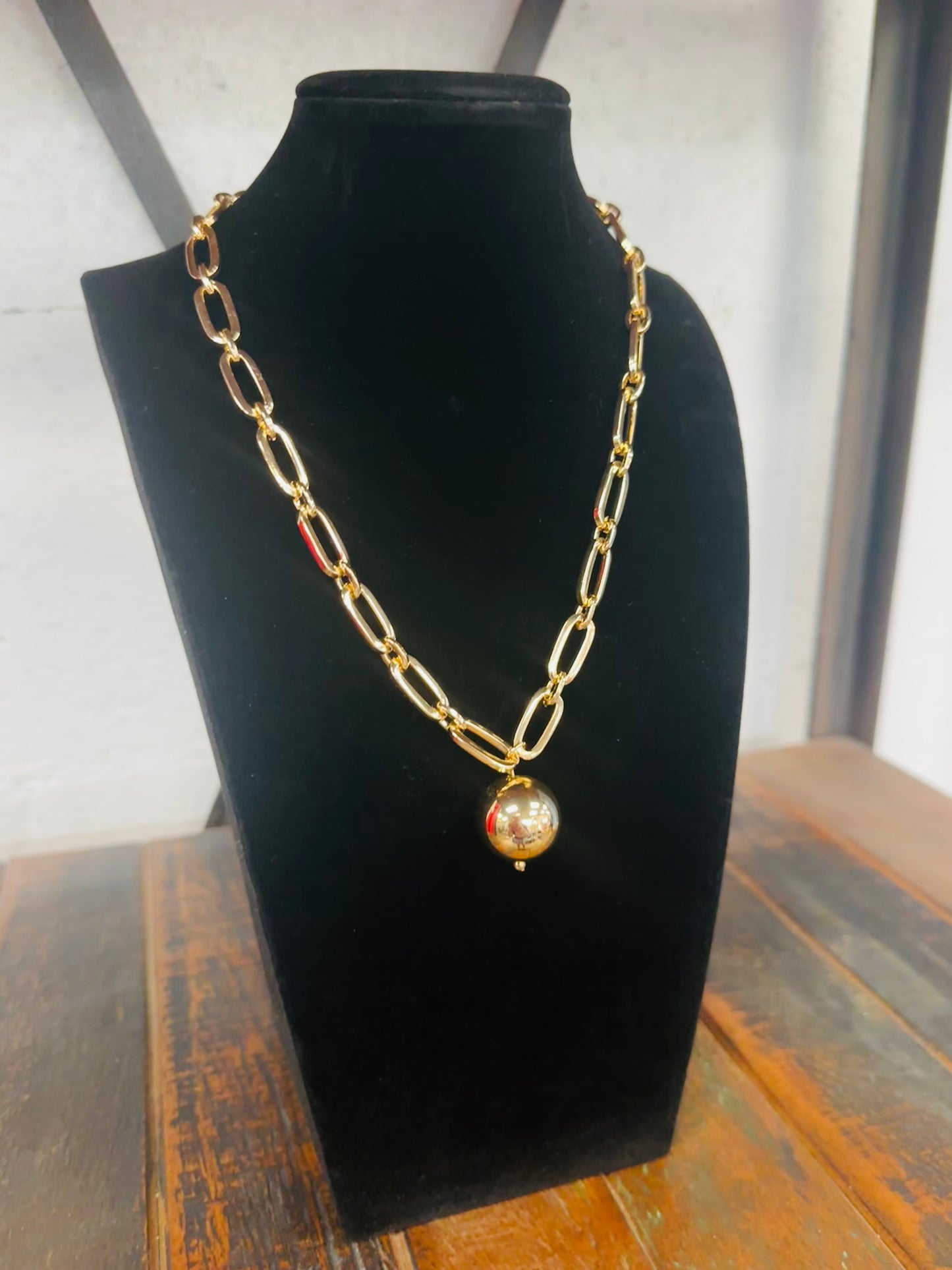 20mm Gold Ball + Chunky Chain Necklace