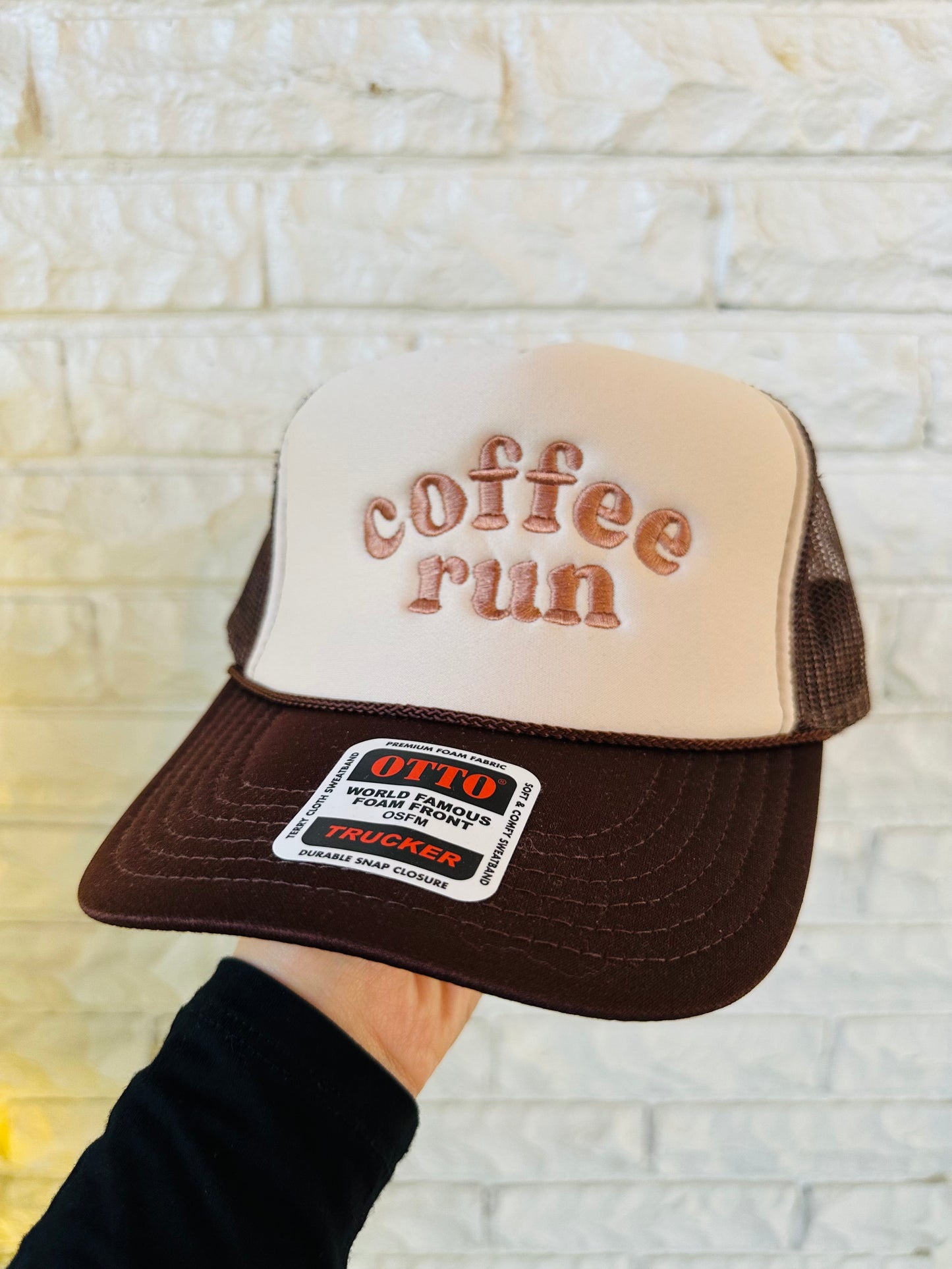 The Coffee Run Embroidered Trucker Hat