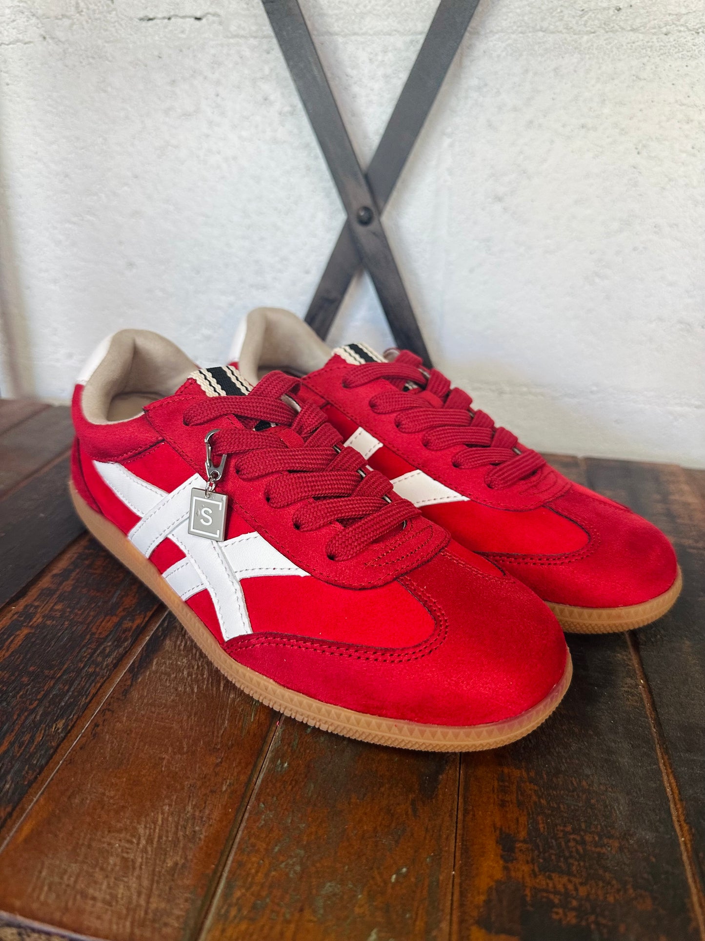 The Sasha Red Suede Sneaker