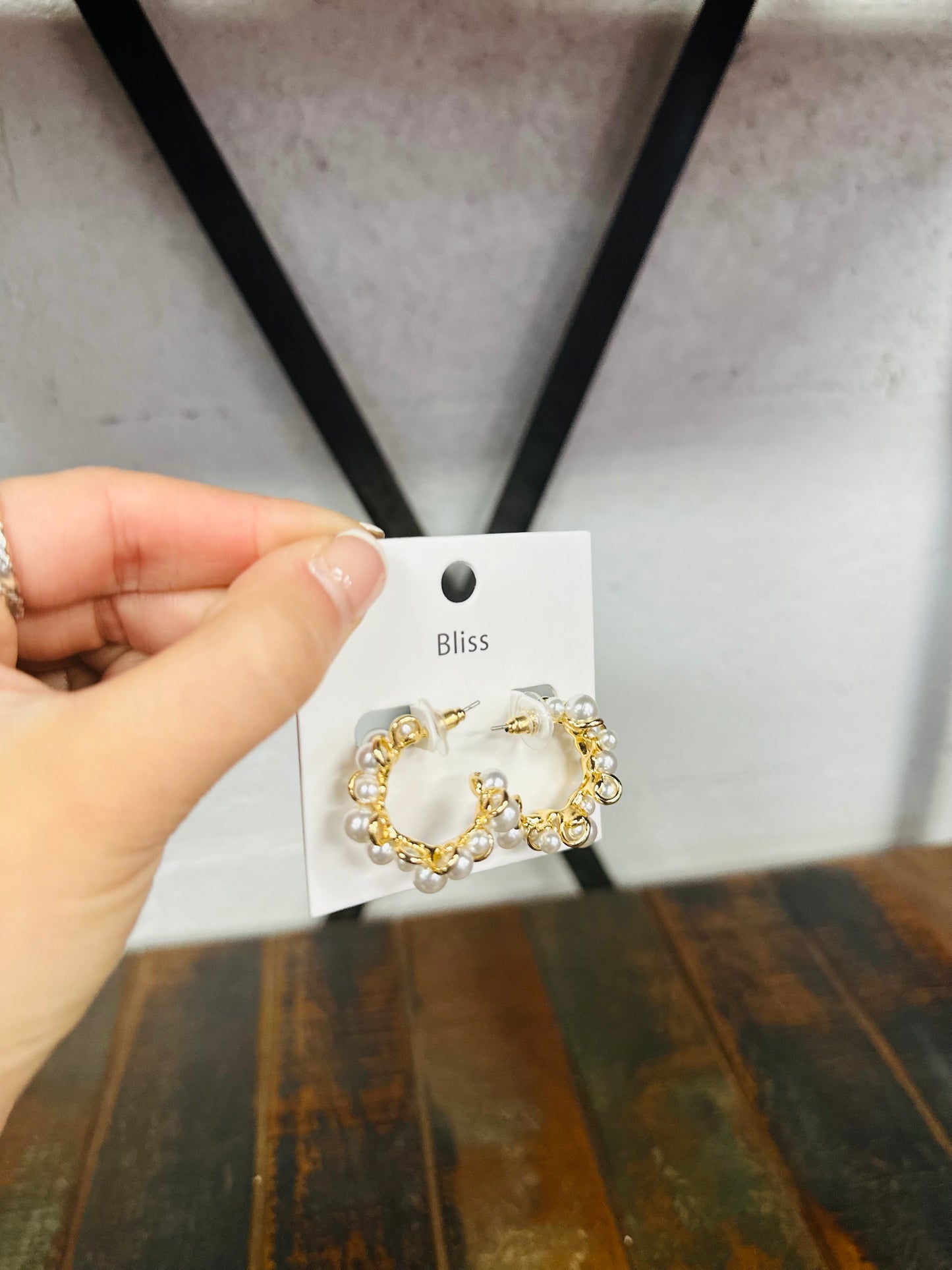 Pearl Gold Cluster Hoop Earring