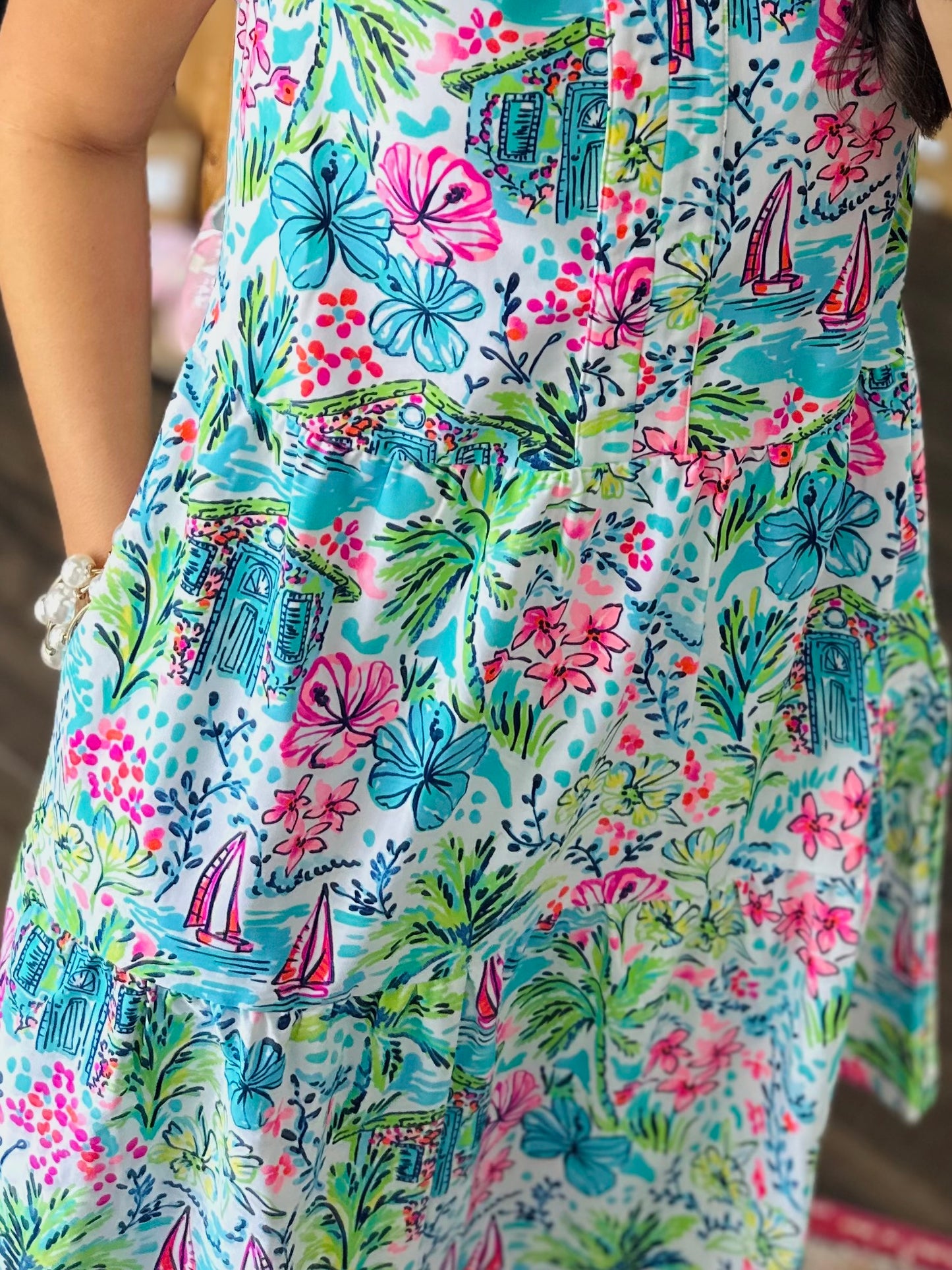 The Skye White Coastal Tiered Sleeveless Dress