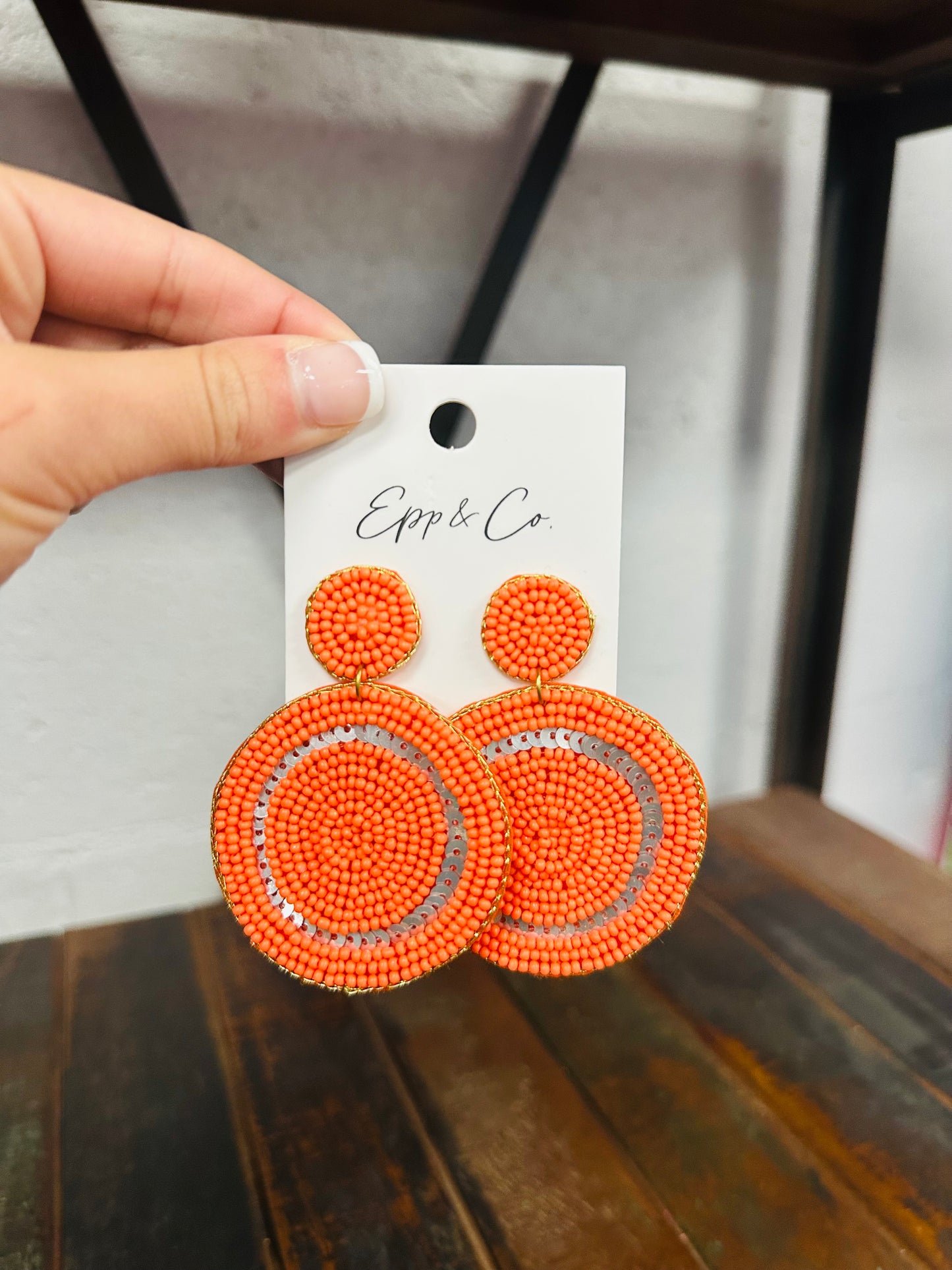 Orange Disc Drop Earring