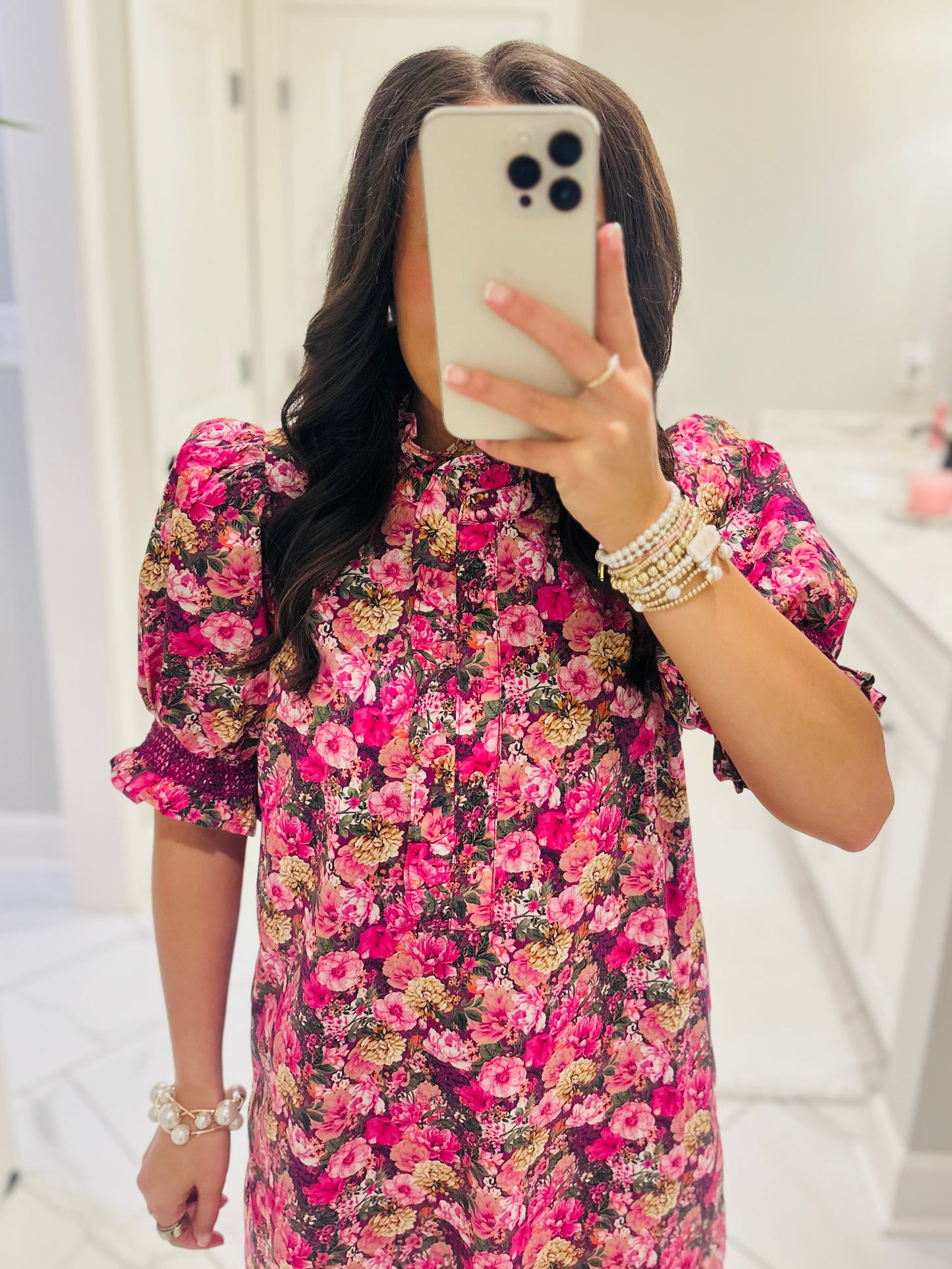 The Anabelle Magenta Floral Midi Dress