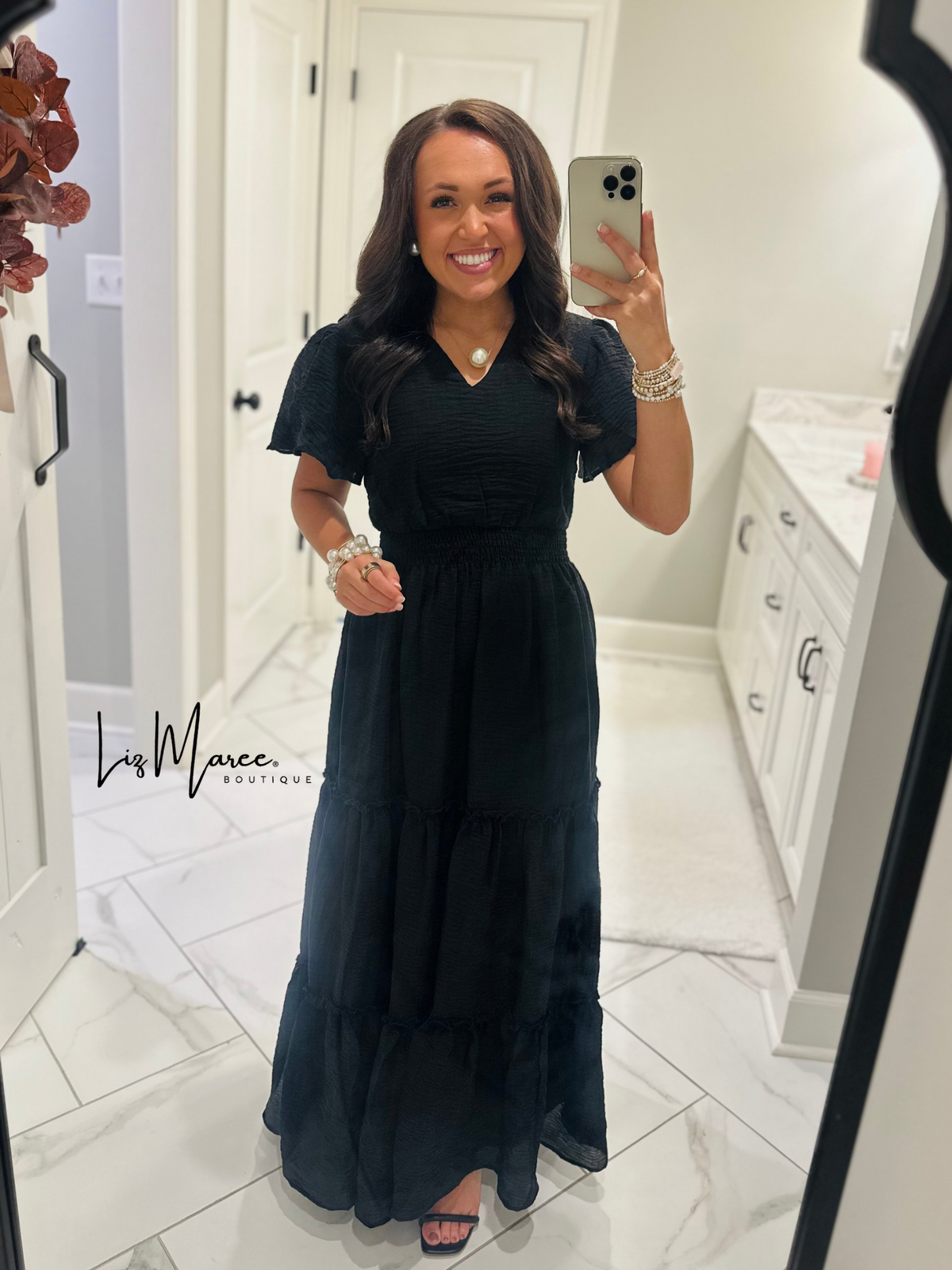 The Taylor Black Tiered Maxi Dress