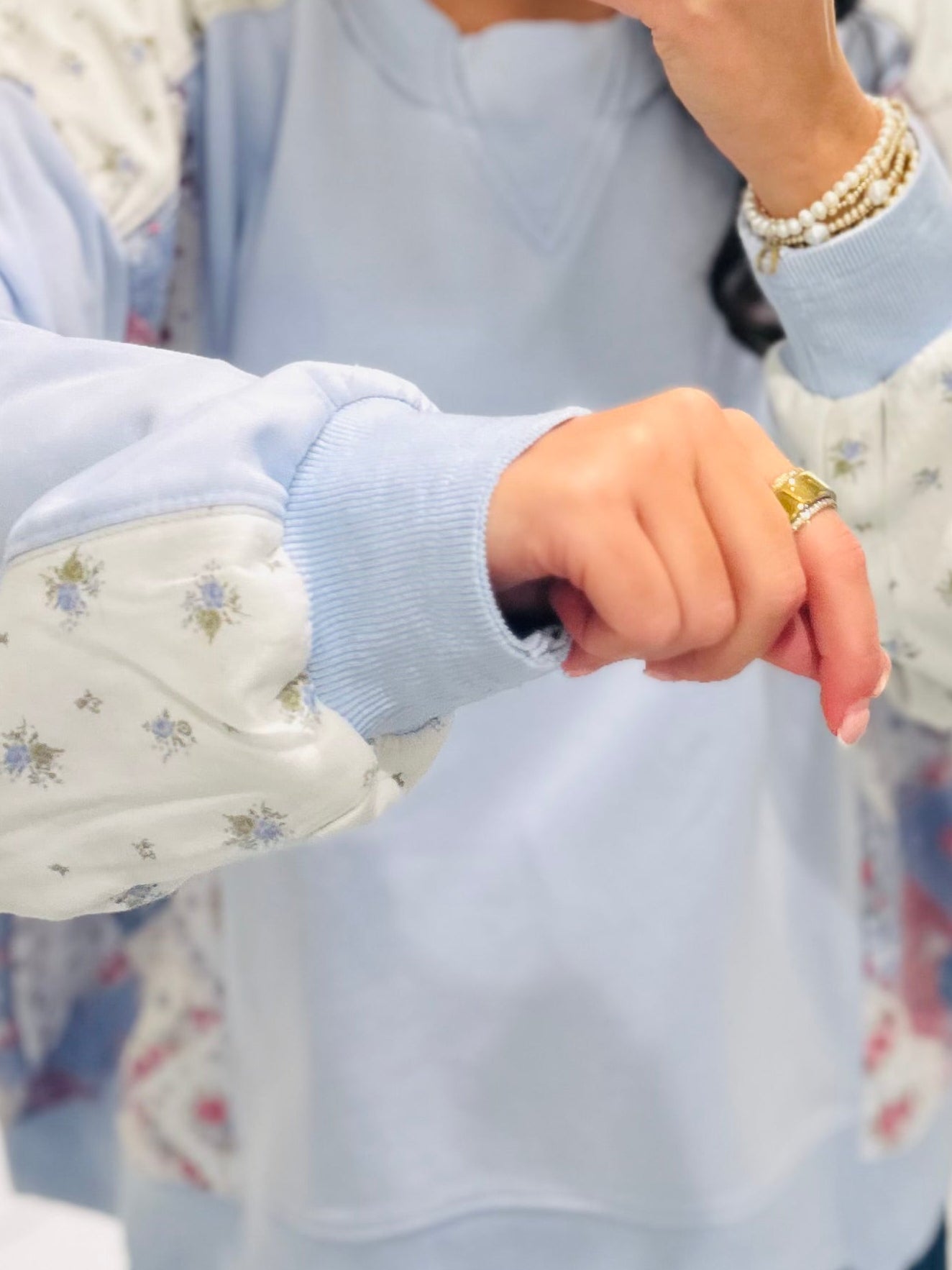 The Naomi Blue Pastel Patchwork Pullover