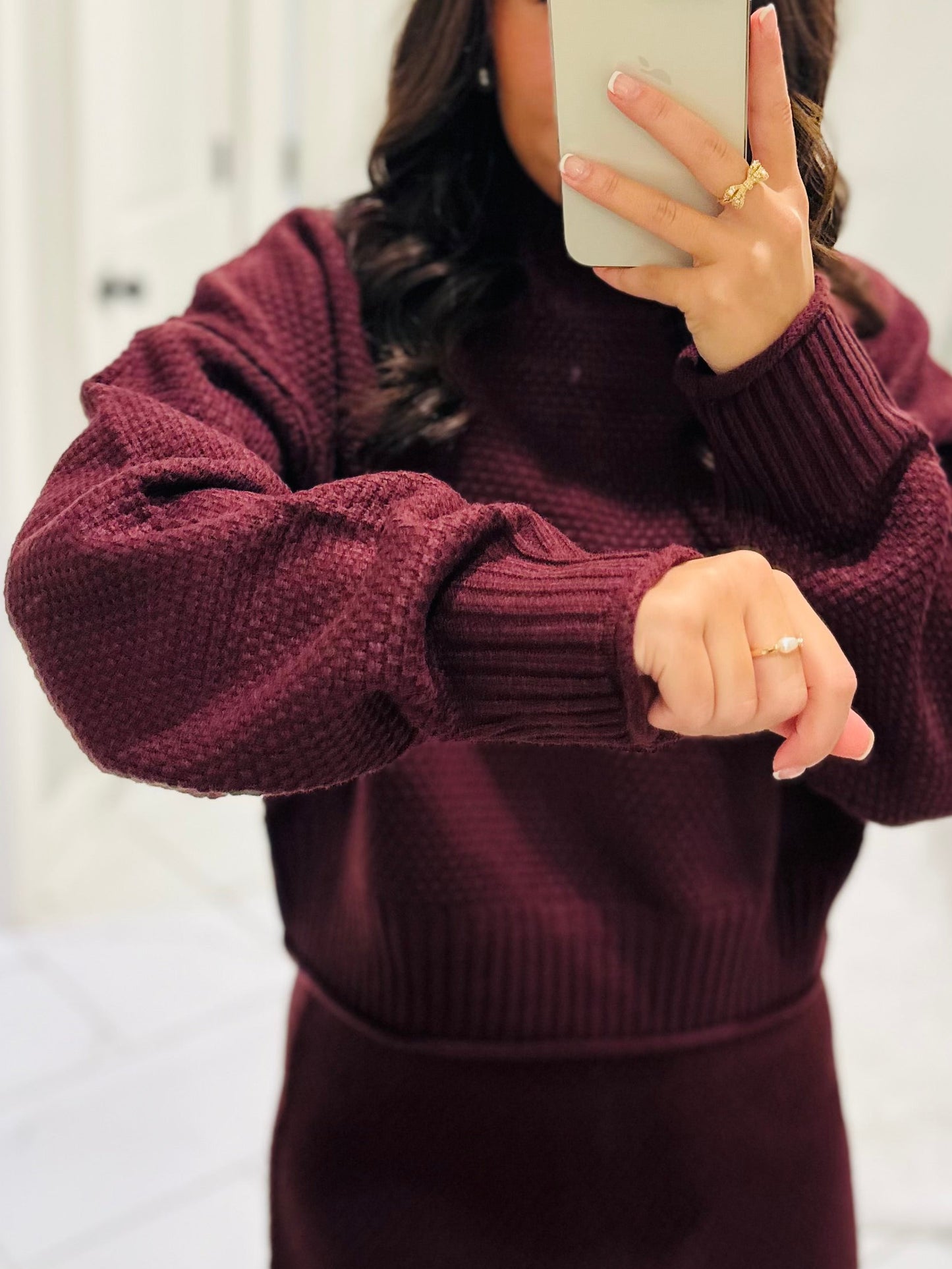 The Denver Maroon Sweater & Skirt Set