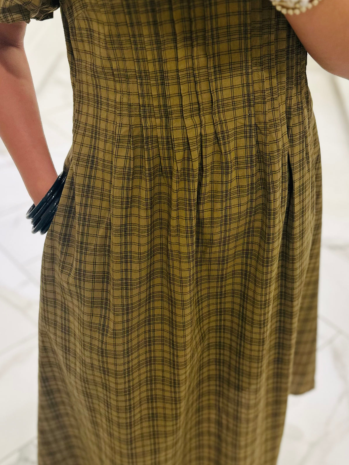 The Sawyer Olive Plaid Midi Dress