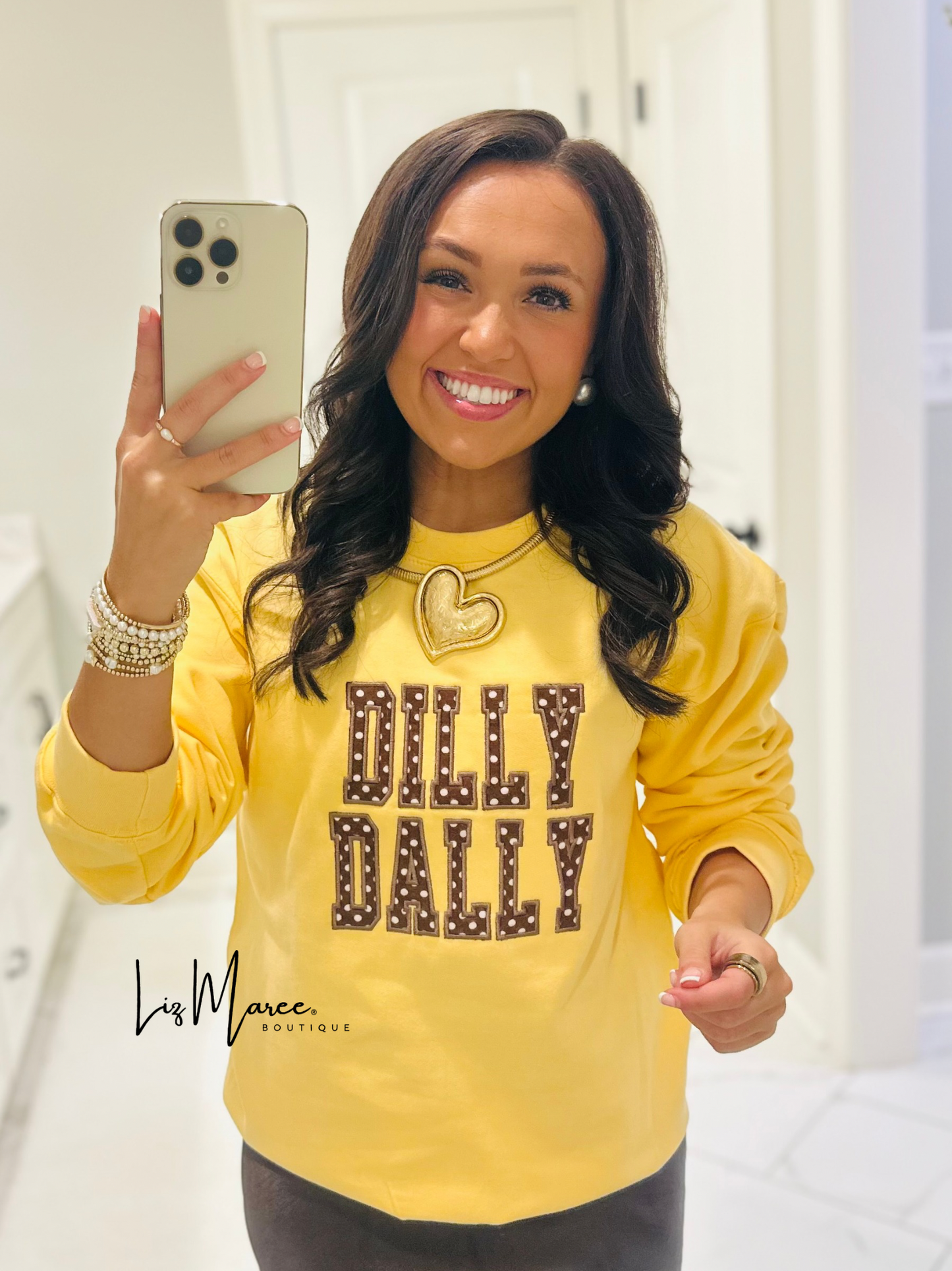 The Dilly Dally Polka Dot Embroidered Crewneck
