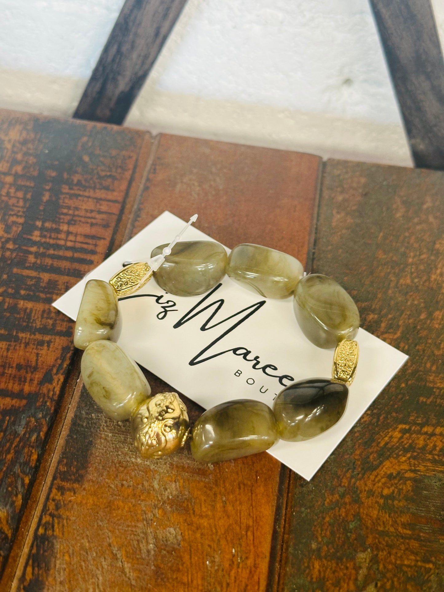 Green Marble Beaded Bracelet