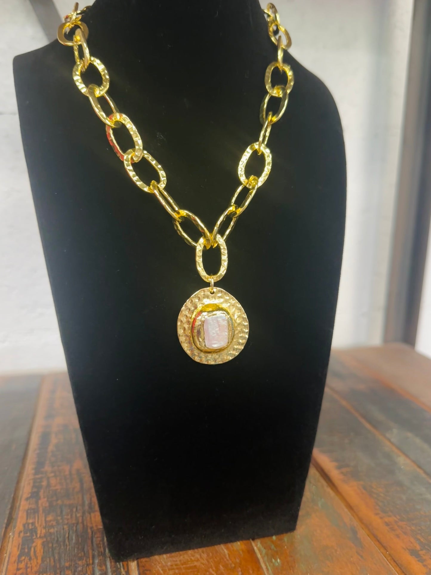 18K Gold Dipped Baroque Pearl Pendant Necklace