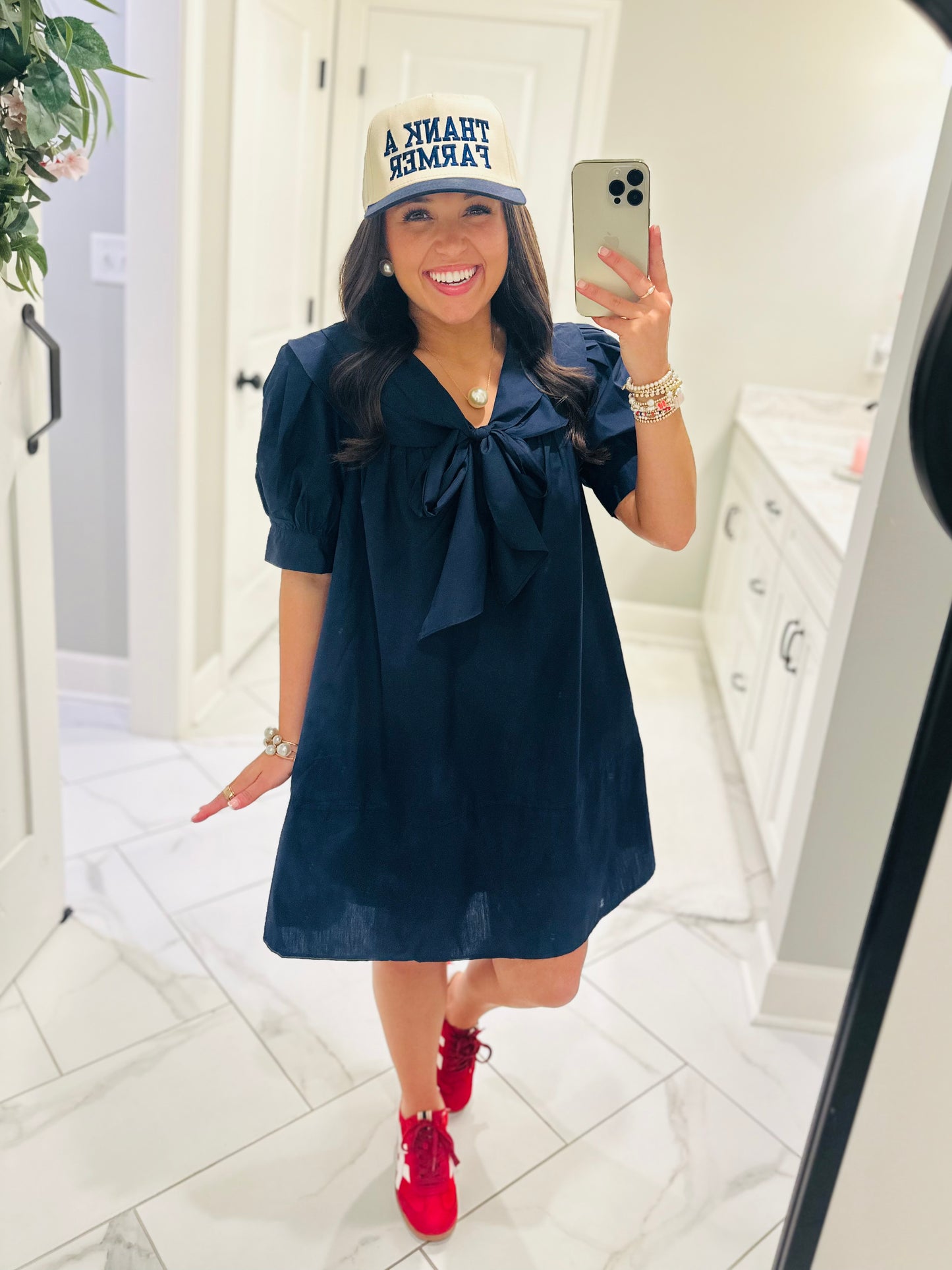 The Emmy Navy Bow Dress